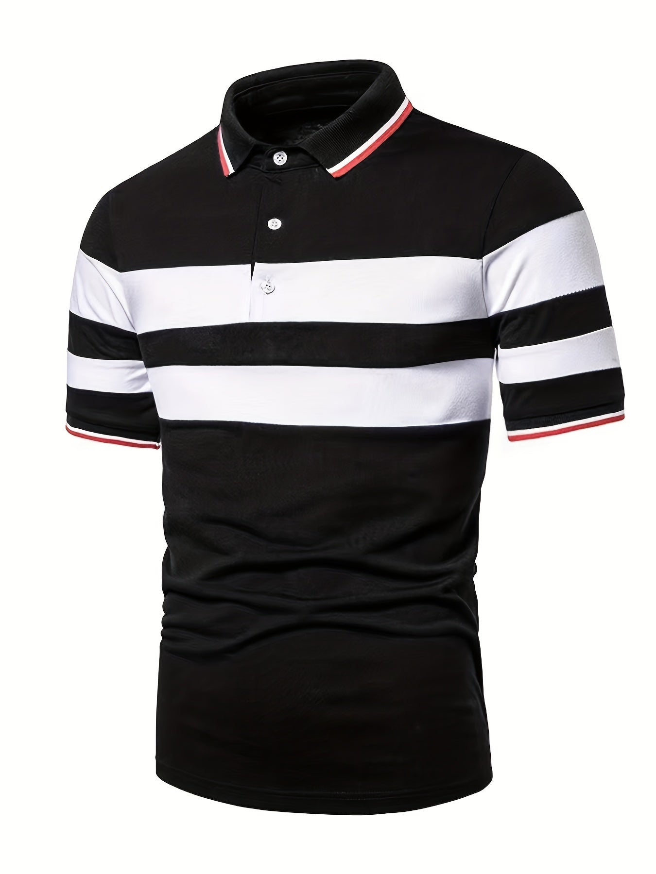 Men's Casual Striped Short Sleeve Polo Shirts
