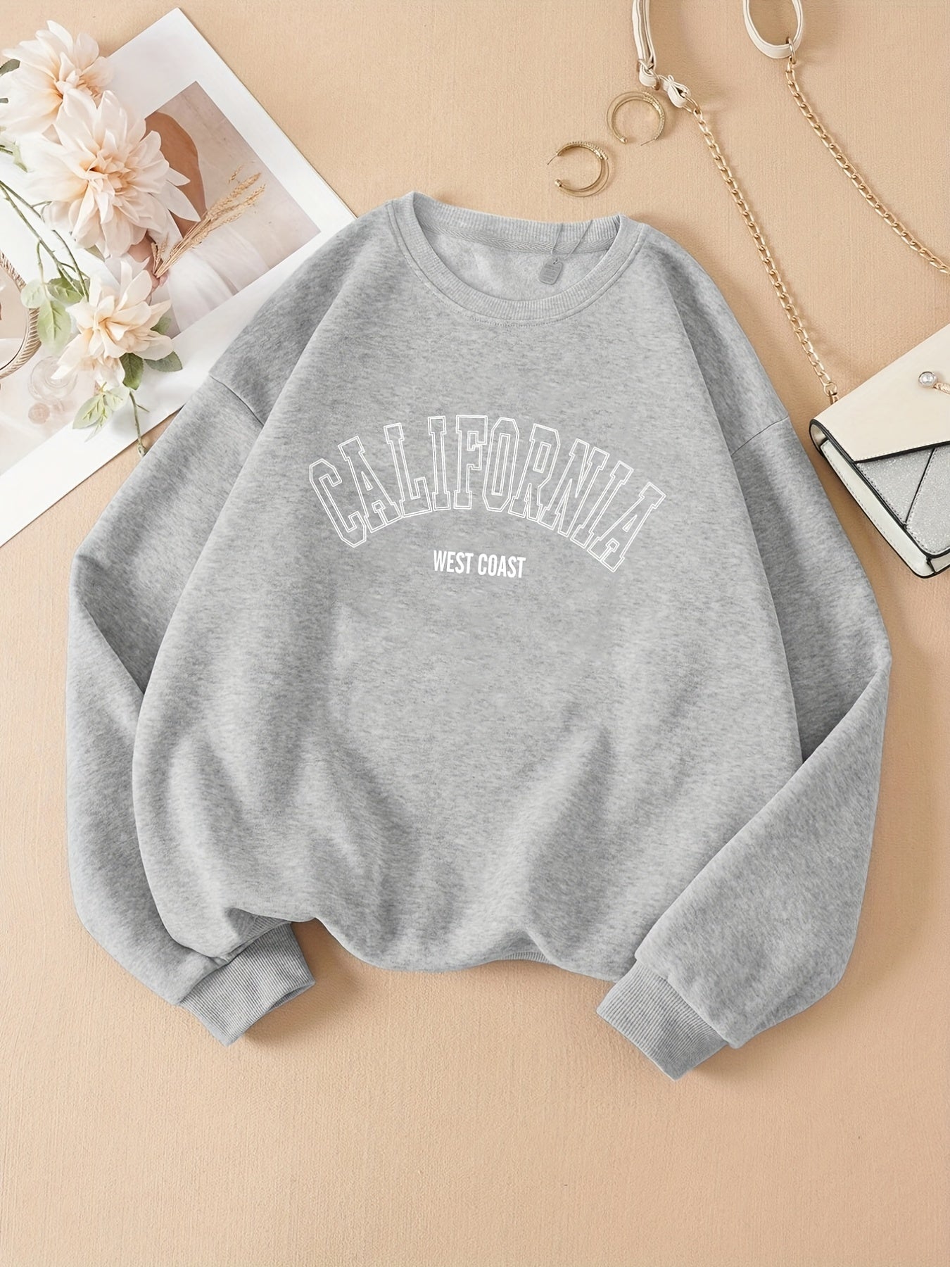 2025 gbolsos  Letter Graphic Fashion Sports Sweatshirt, Round Neck Long Sleeve Active Sweatshirts For Autumn And Winter, Women's Tops