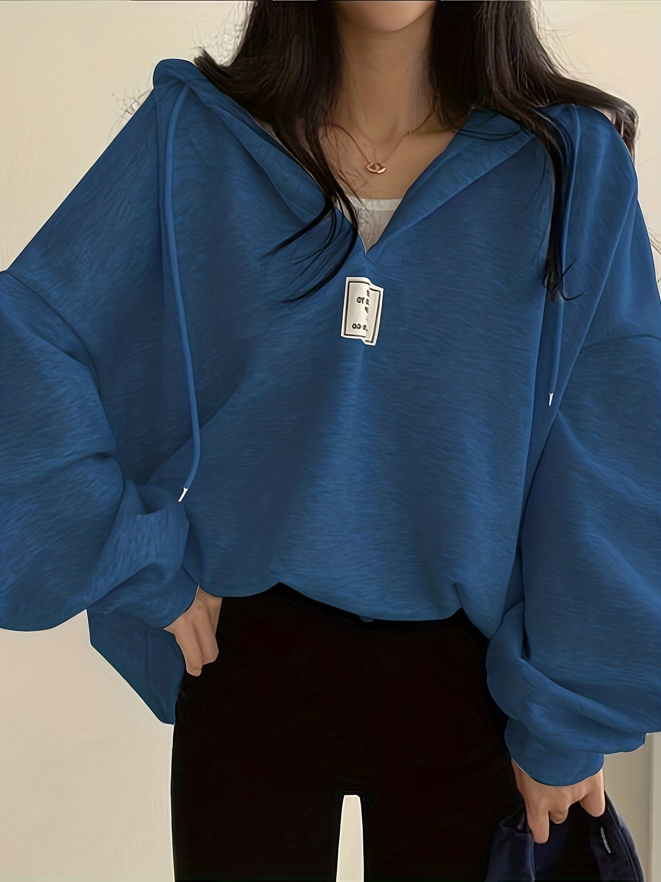 2025 gbolsos  Solid Active Hooded  Sweatshirts, Drawstring Fleece Lined Loose Hoodie, Women's Clothing