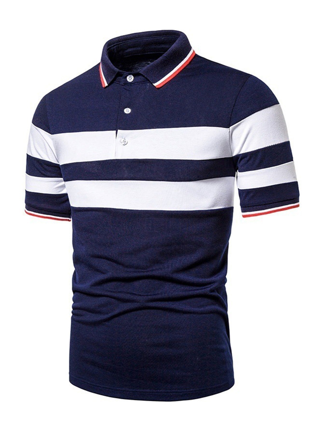 Men's Casual Striped Short Sleeve Polo Shirts