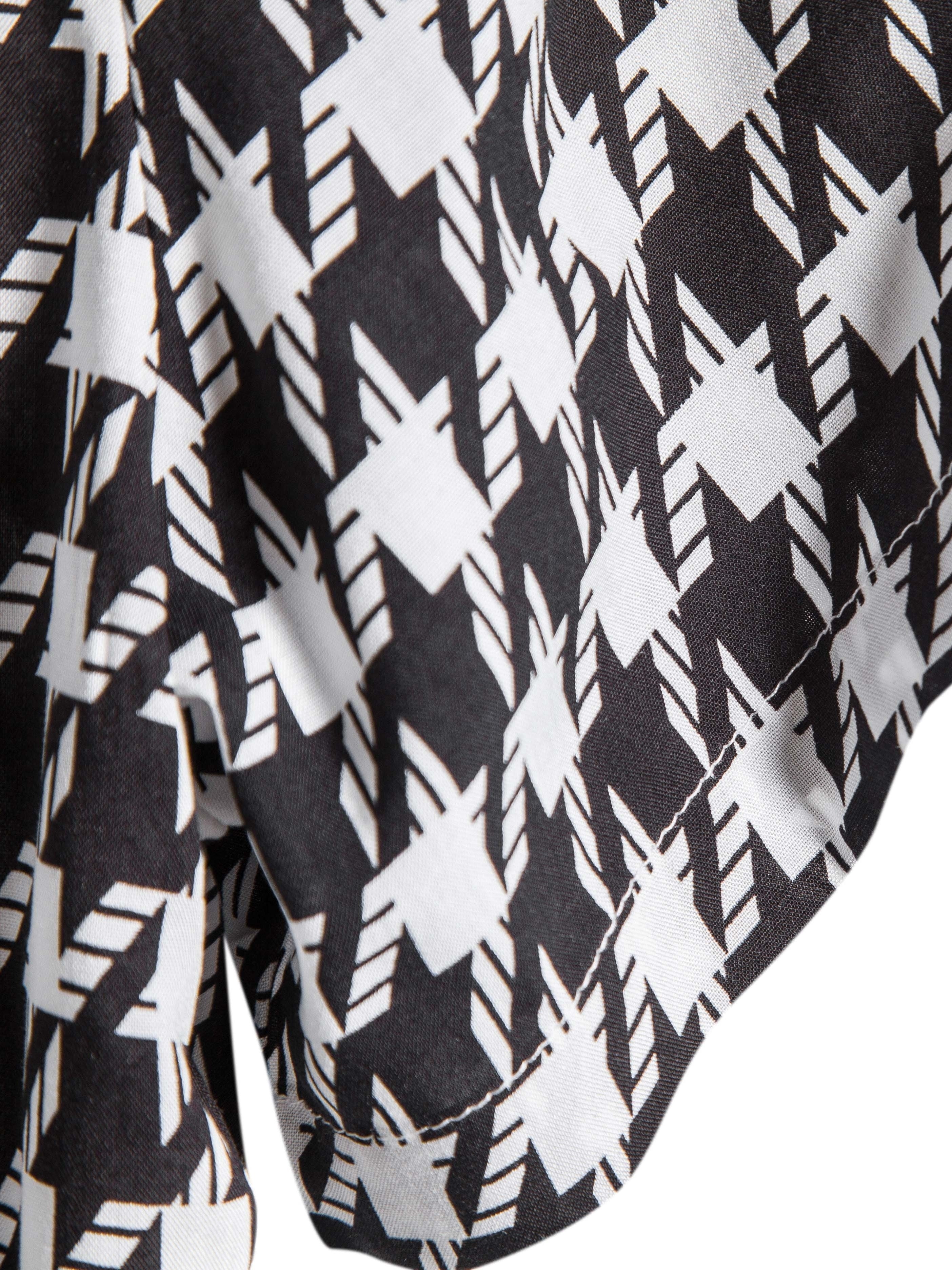 gbolsos   Houndstooth Print -  Button Up Short Sleeve Shirts Summer Casual