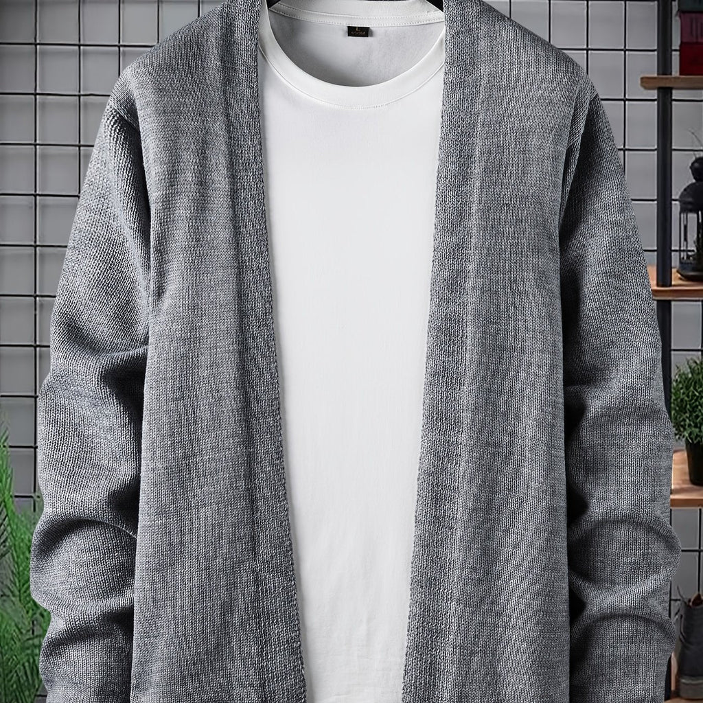 Men's Knit Cardigan Long Sleeves Crew Neck Sweaters, Preppy Clothes