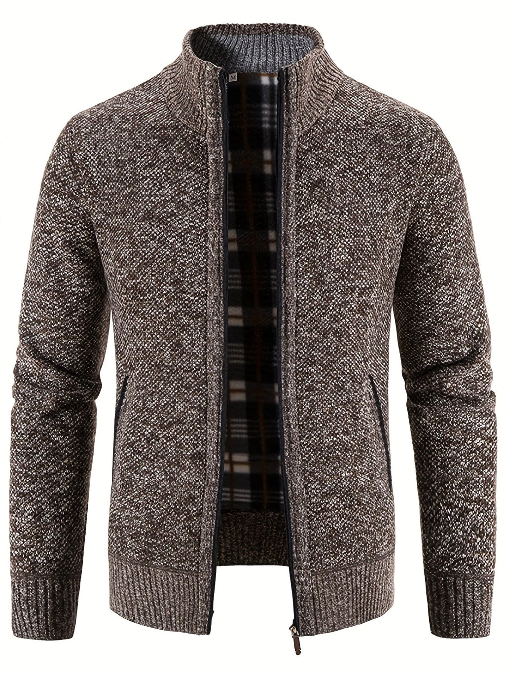 Two Sizes Smaller,  Men's Autumn And Winter Zipper Knitted Cardigan, Fleece Warm Sweater Jacket Best Sellers