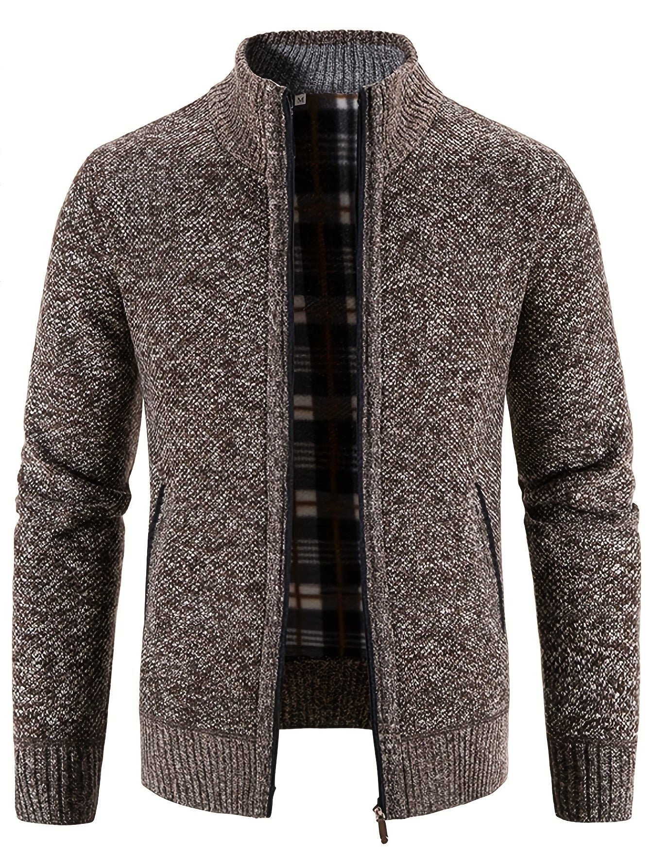 Two Sizes Smaller,  Men's Autumn And Winter Zipper Knitted Cardigan, Fleece Warm Sweater Jacket Best Sellers