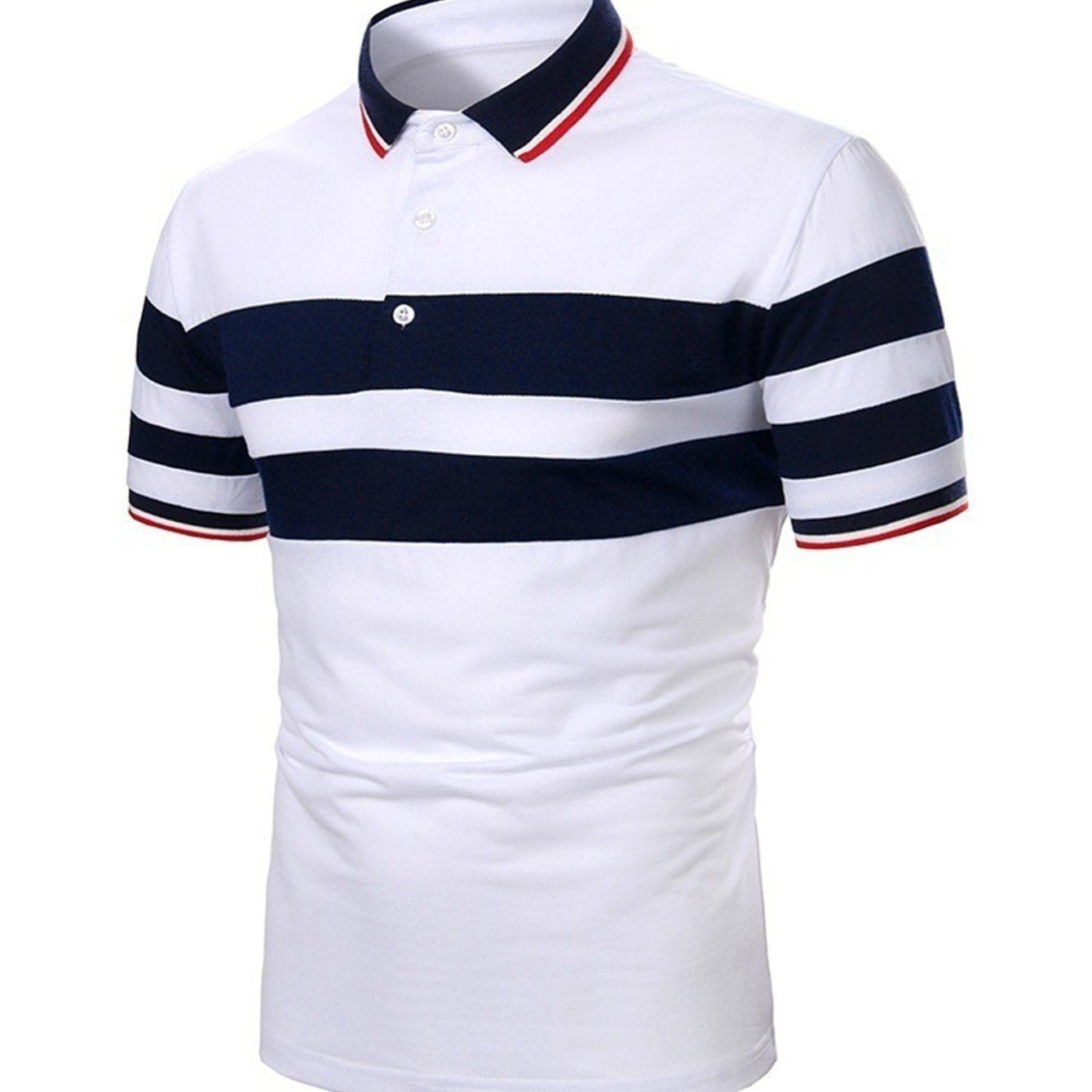 Men's Casual Striped Short Sleeve Polo Shirts