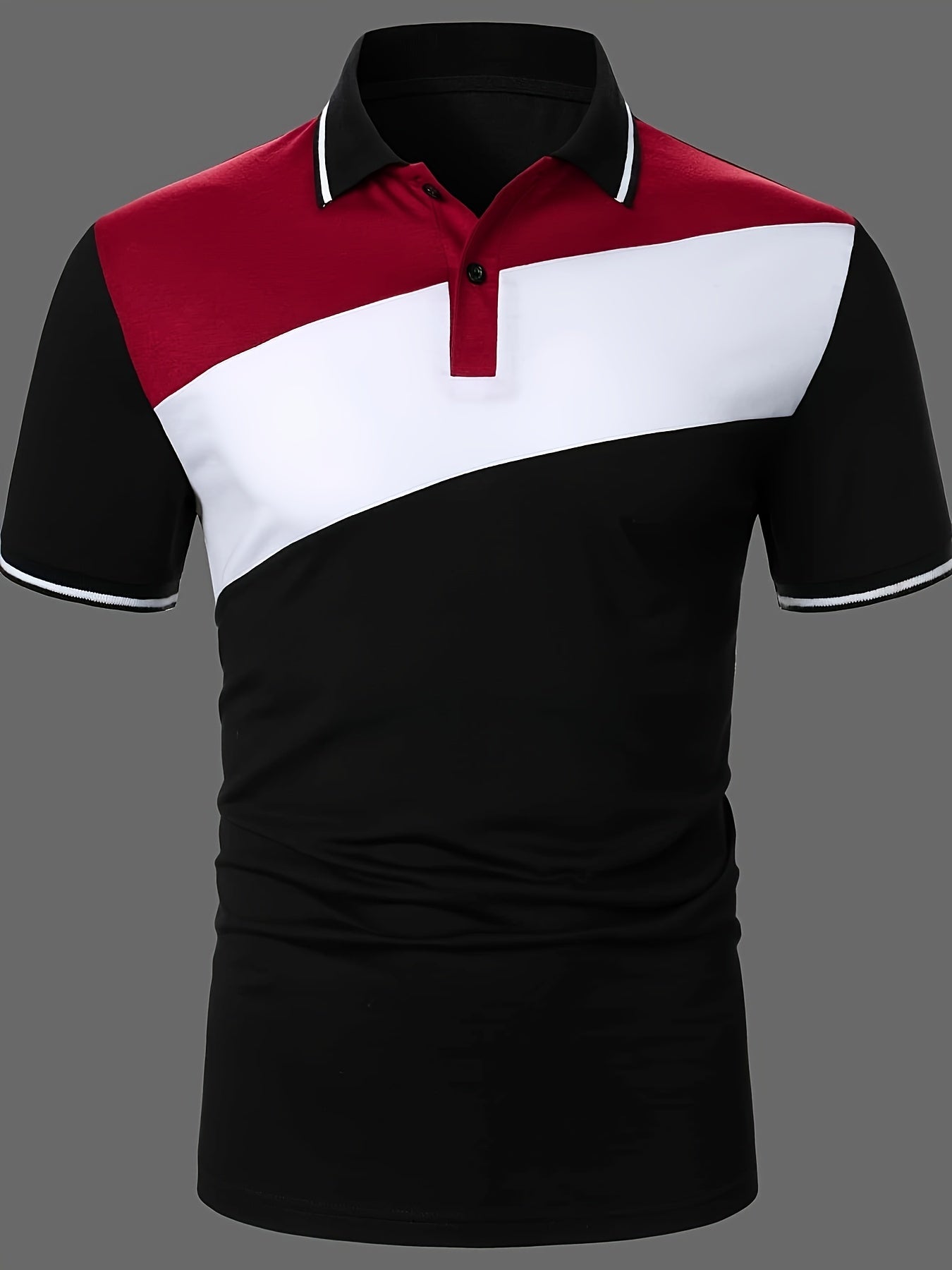 Men's Slim Casual Multi Color Striped Polo Shirt
