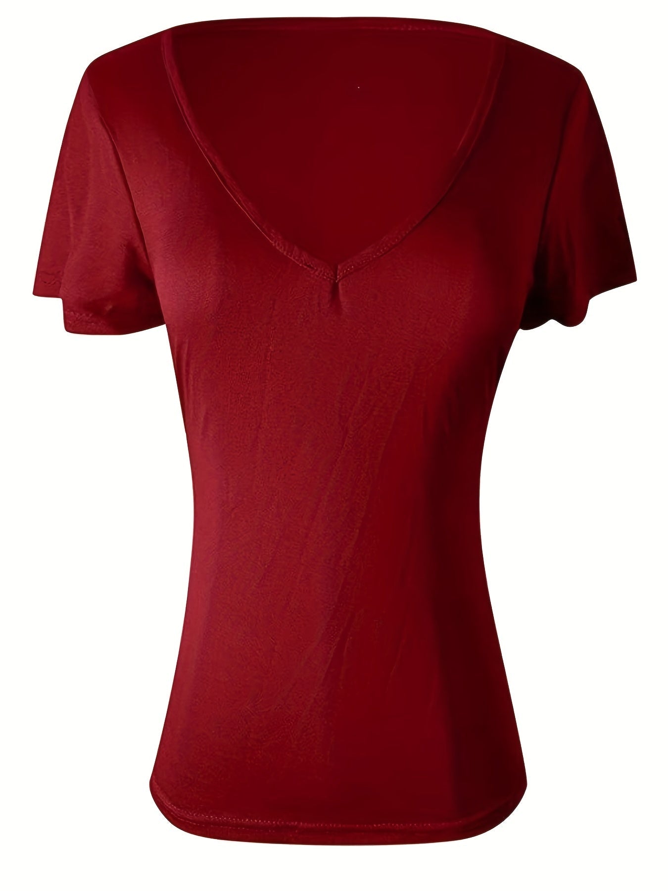 kkboxly  V Neck Slim Fit T-shirt, Casual Loose Short Sleeve Fashion Summer T-Shirts Tops, Women's Clothing