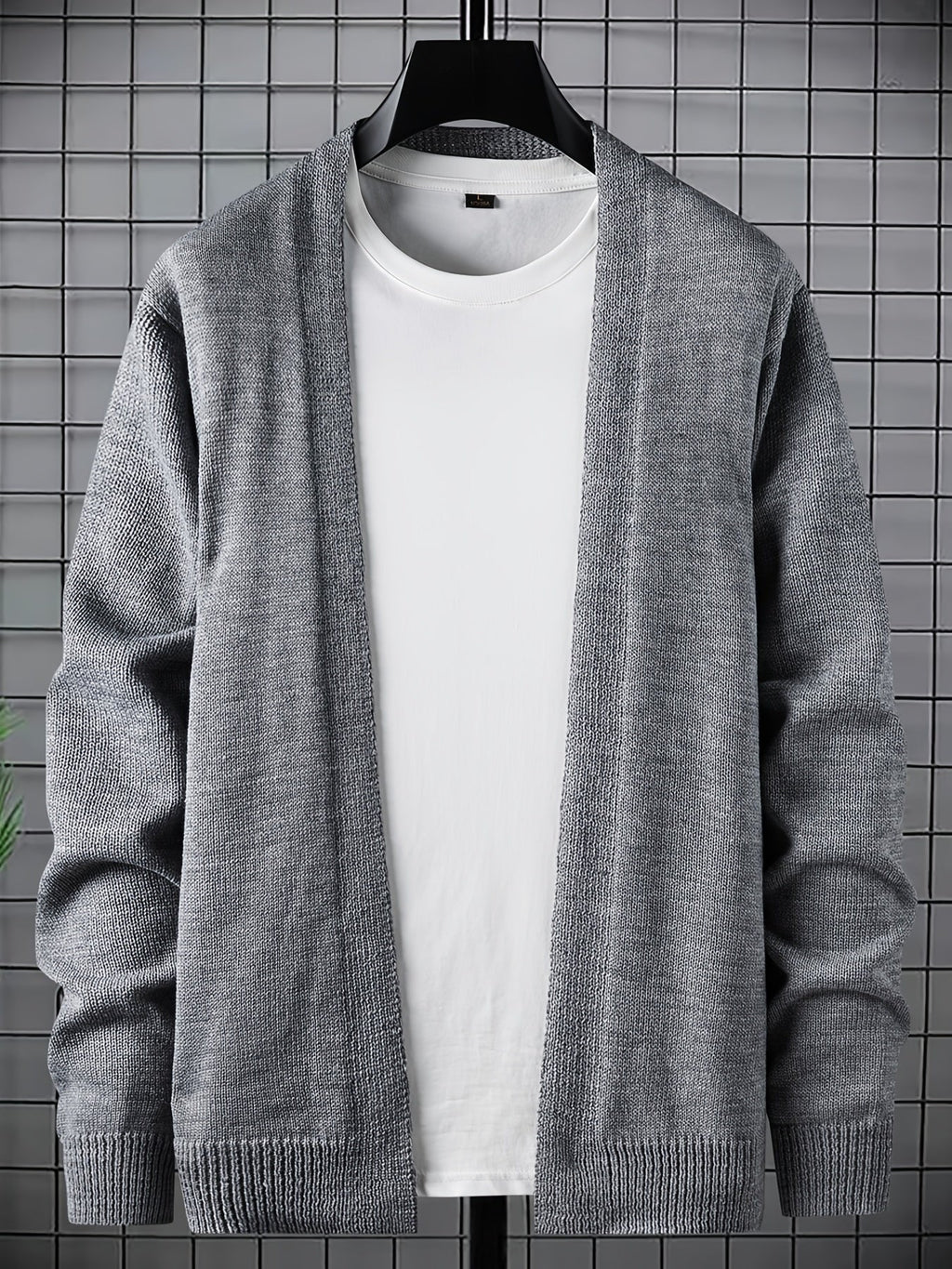Men's Knit Cardigan Long Sleeves Crew Neck Sweaters, Preppy Clothes
