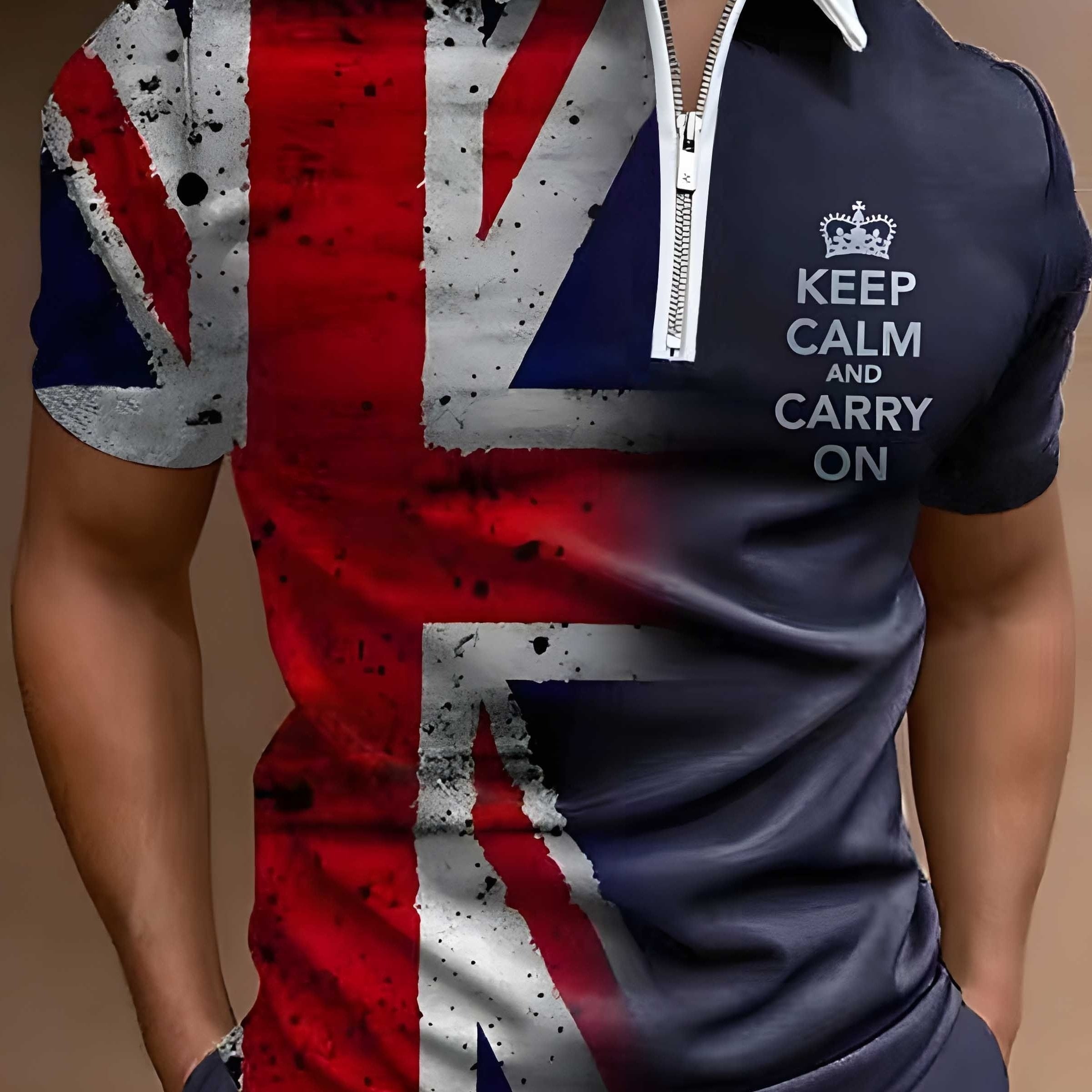 Men's Comfortable Slim Fit Polo Shirt with Zipper V-Neck - Perfect for Summer