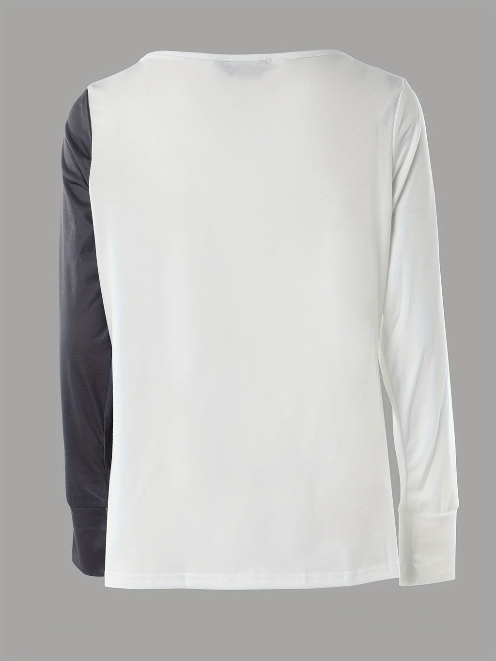 kkboxly  Face Print V-neck Zipper T-shirt, Casual Loose Long Sleeve Fashion T-Shirts Tops, Women's Clothing