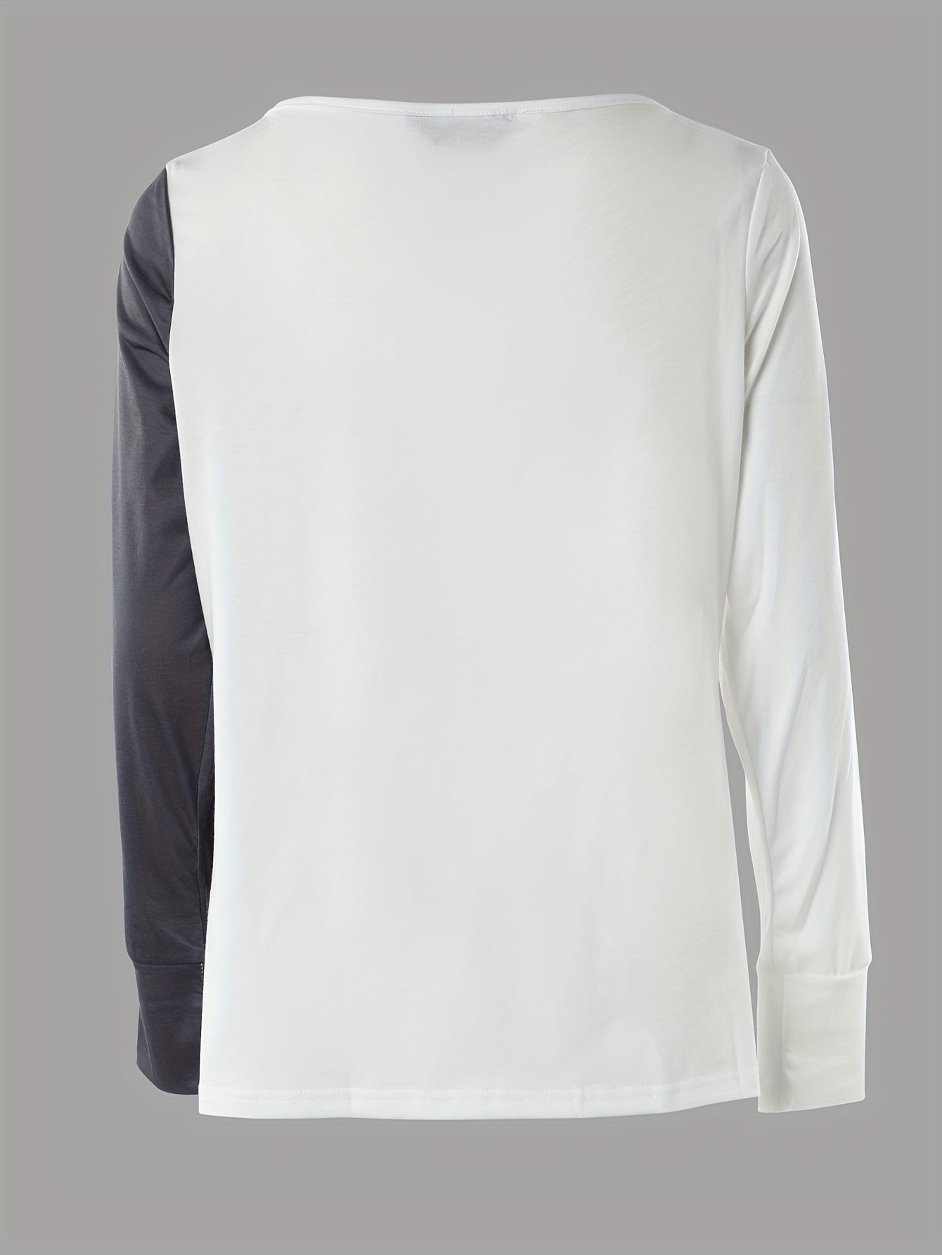 kkboxly  Face Print V-neck Zipper T-shirt, Casual Loose Long Sleeve Fashion T-Shirts Tops, Women's Clothing