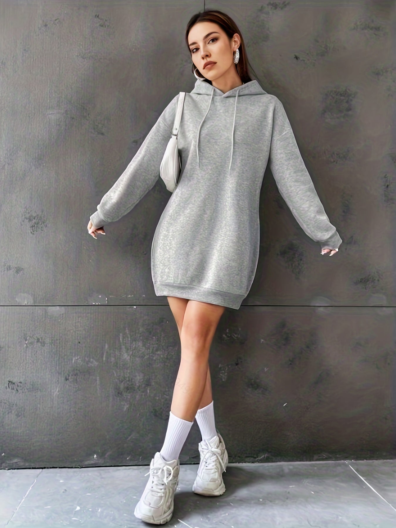 gbolsosWomen's Long Length Solid Color Sports Sweatshirt, Hooded Casual Sports Sweatshirts, Women's Sporty Sweatshirts