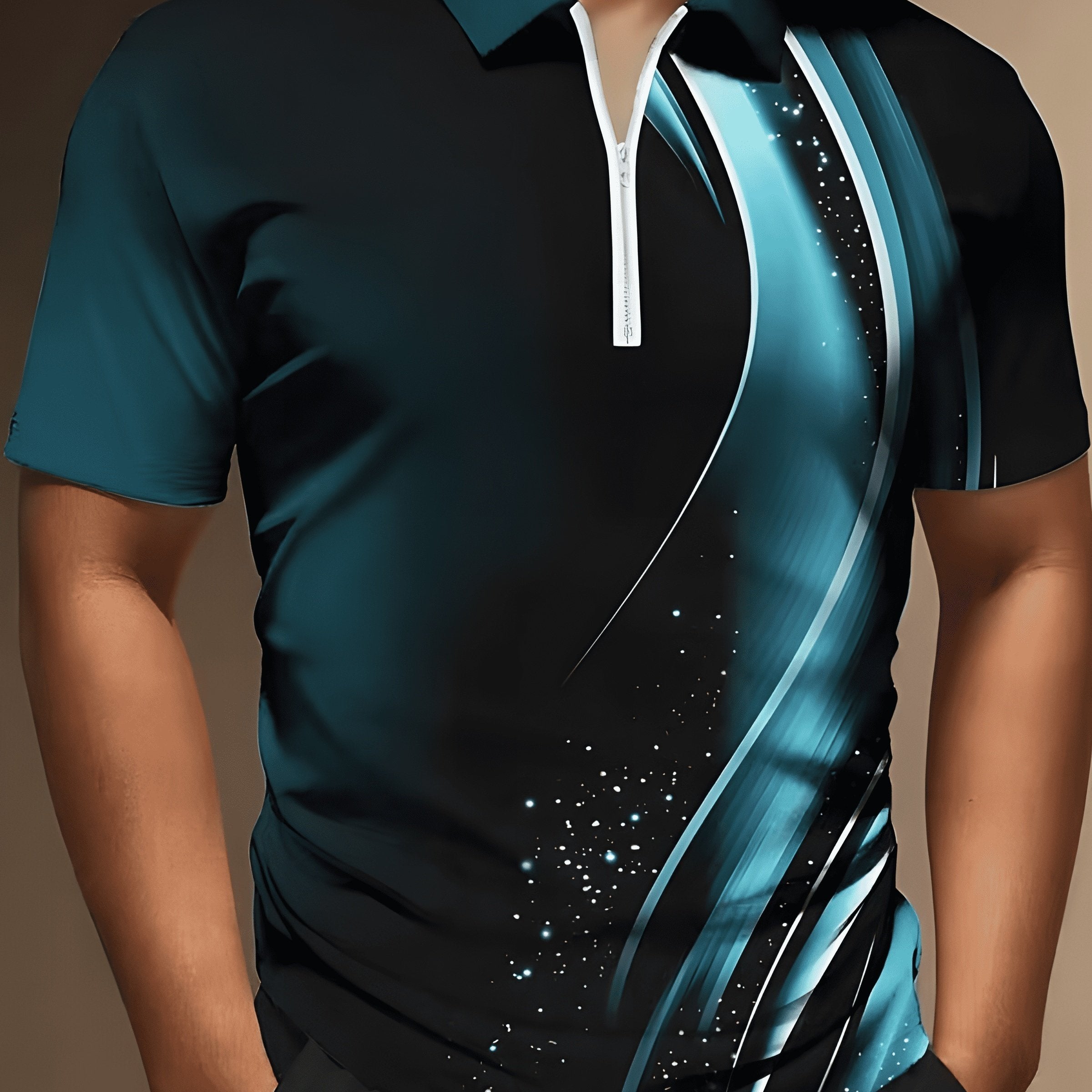 Men's Comfortable Slim Fit Polo Shirt with Zipper V-Neck - Perfect for Summer