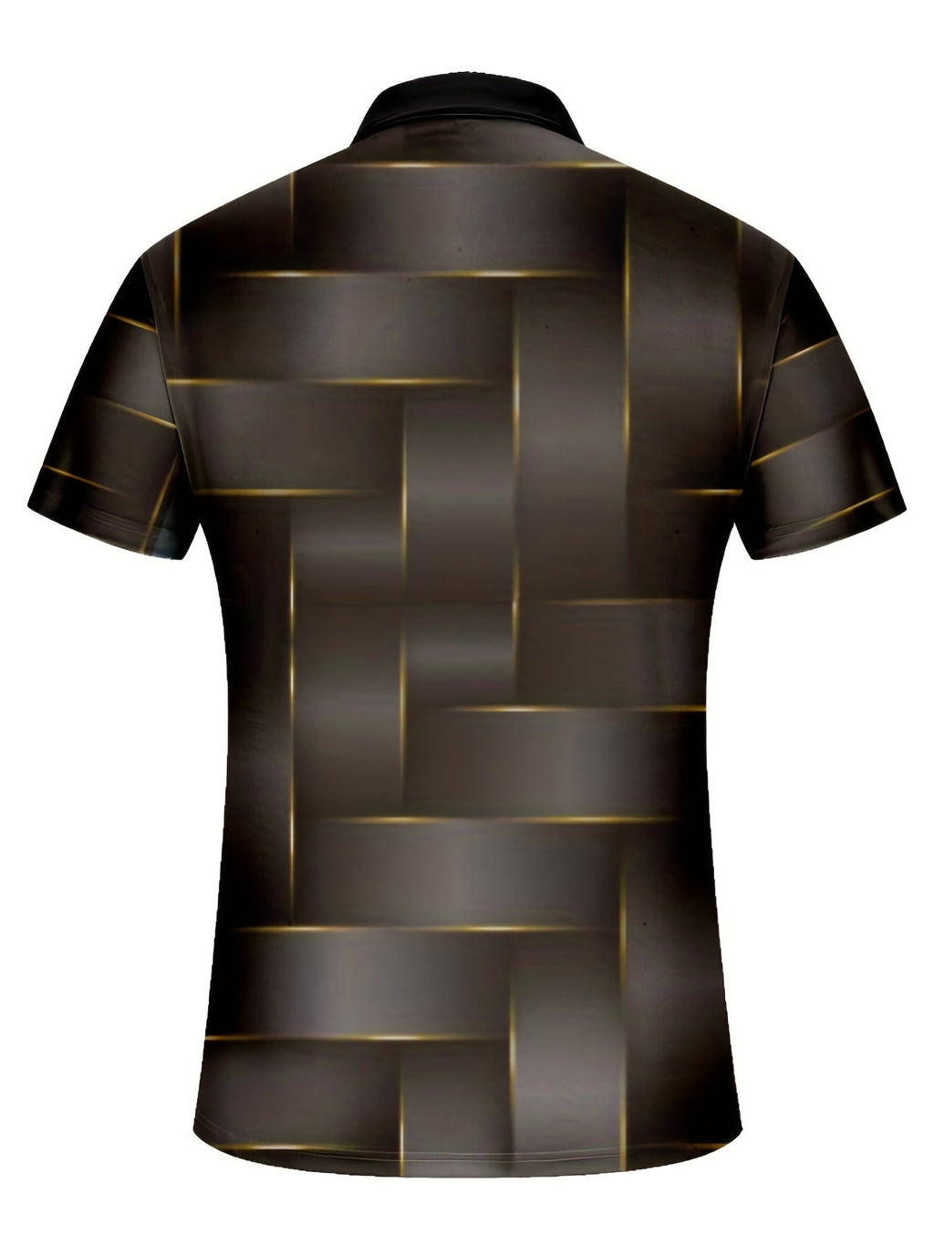 Gradient Geometric Stripe Pattern Print Men's Casual Short Sleeves Zipper Graphic Polo Shirts, Lapel Collar Tops Pullovers, Men's Clothing For Summer