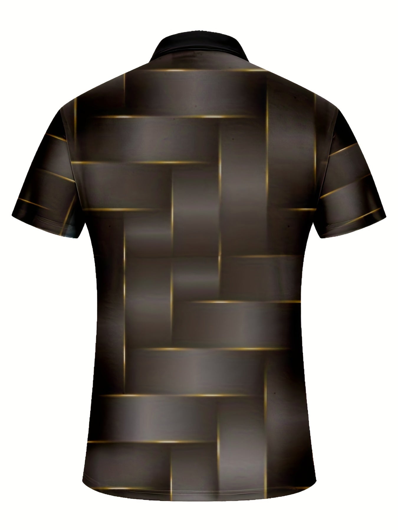 Gradient Geometric Stripe Pattern Print Men's Casual Short Sleeves Zipper Graphic Polo Shirts, Lapel Collar Tops Pullovers, Men's Clothing For Summer