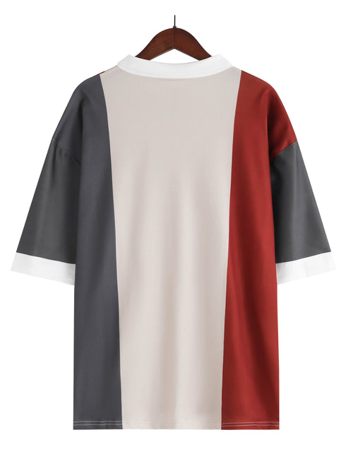 'C'EST LA VIE' Casual Short Sleeves Polo Shirts, Zipper V-neck Tee, Men's Comfortable Slim Tops Summer Clothing
