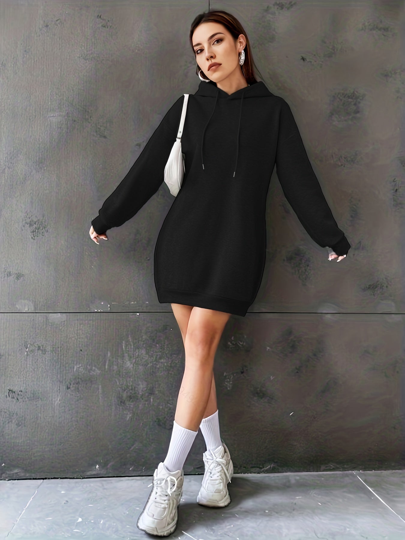 gbolsos  Women's Long Length Solid Color Sports Sweatshirt, Hooded Casual Sports Sweatshirts, Women's Sporty Sweatshirts