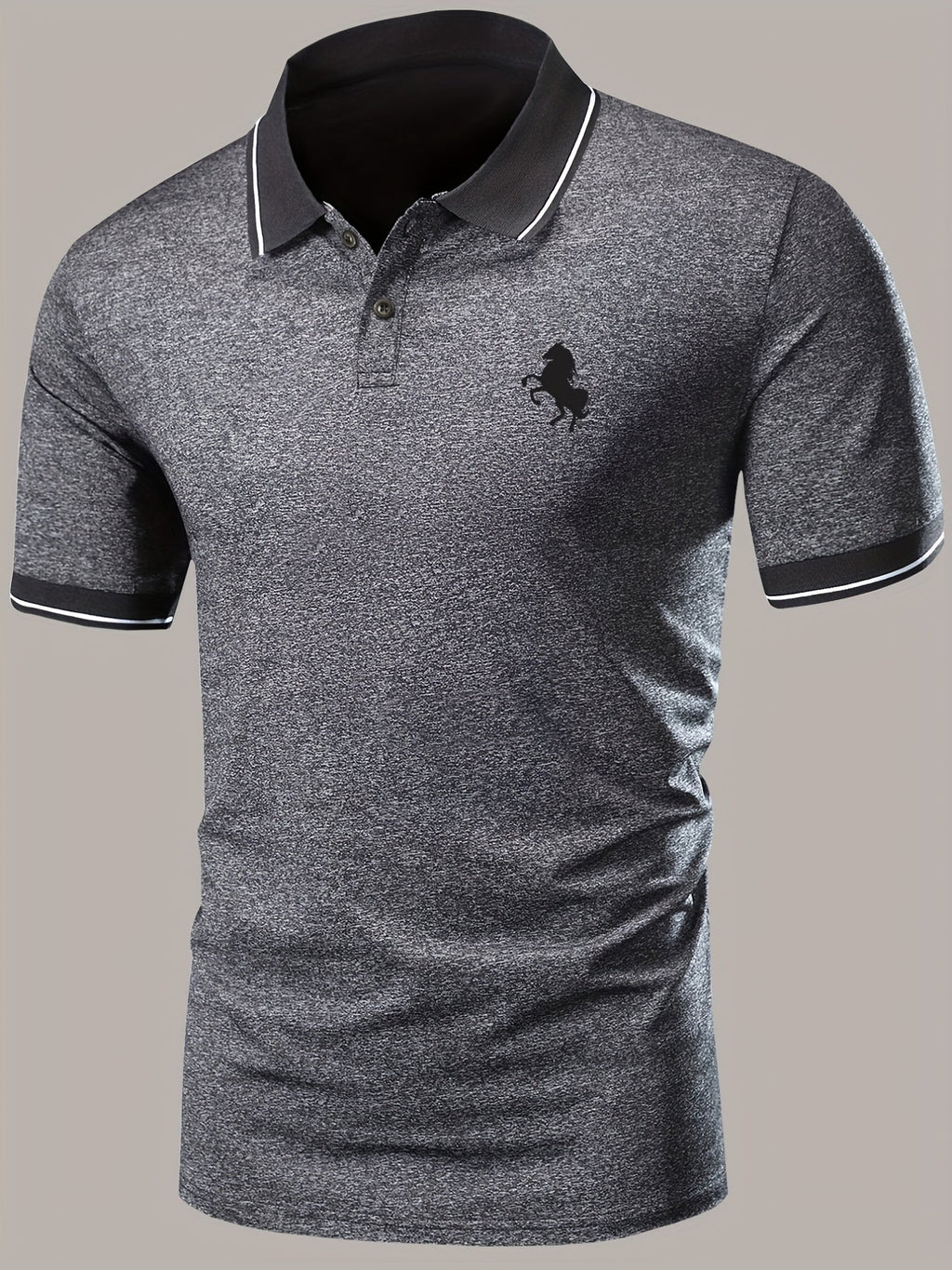 Men's Lapel Polo Shirt Short Sleeve Casual Slight Stretch Button Regular Summer Wear