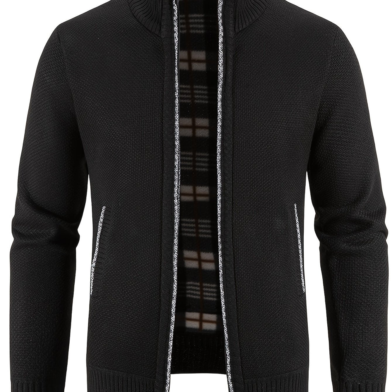 Two Sizes Smaller,  Men's Autumn And Winter Zipper Knitted Cardigan, Fleece Warm Sweater Jacket Best Sellers