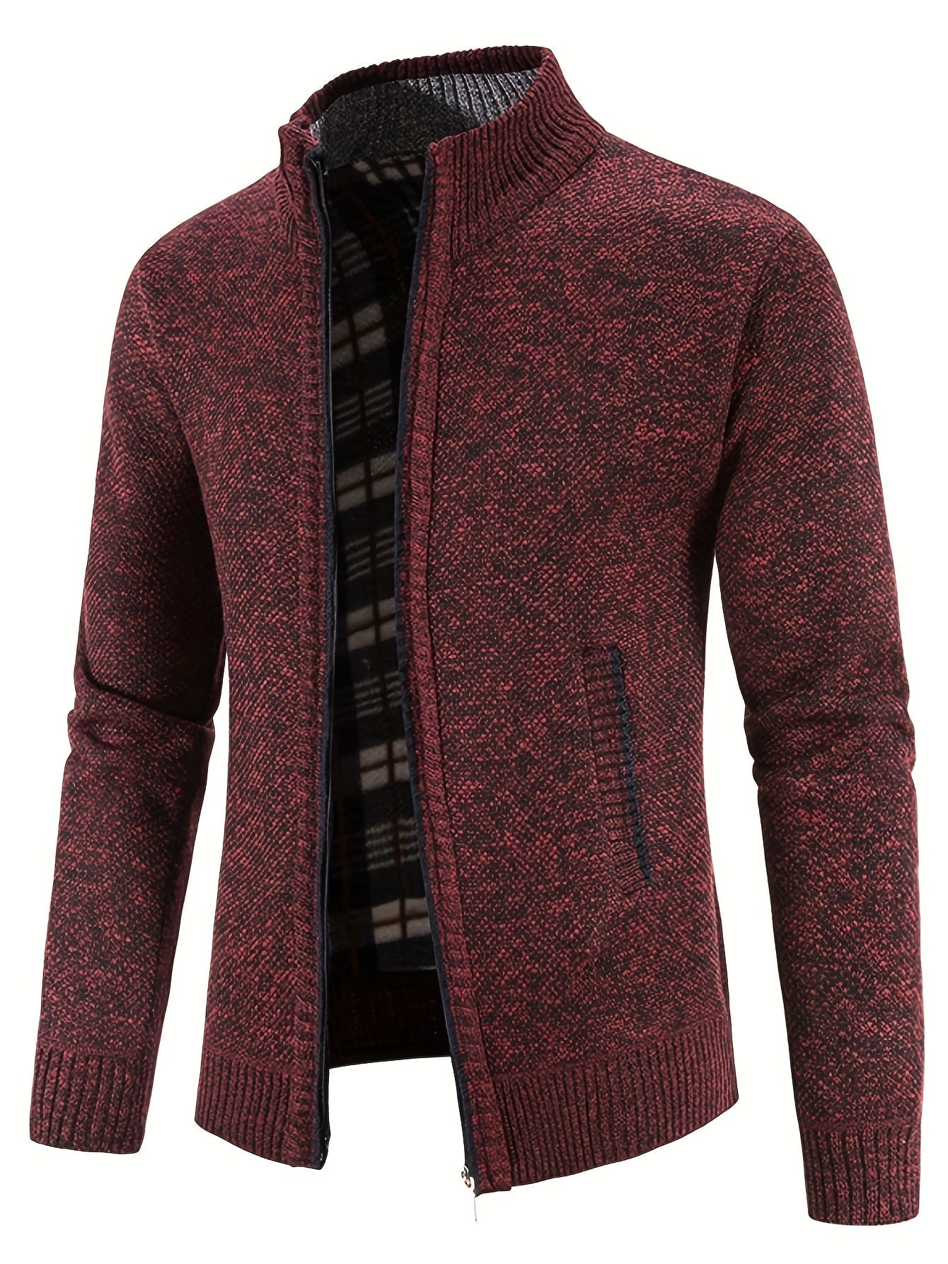 Two Sizes Smaller,  Men's Autumn And Winter Zipper Knitted Cardigan, Fleece Warm Sweater Jacket Best Sellers
