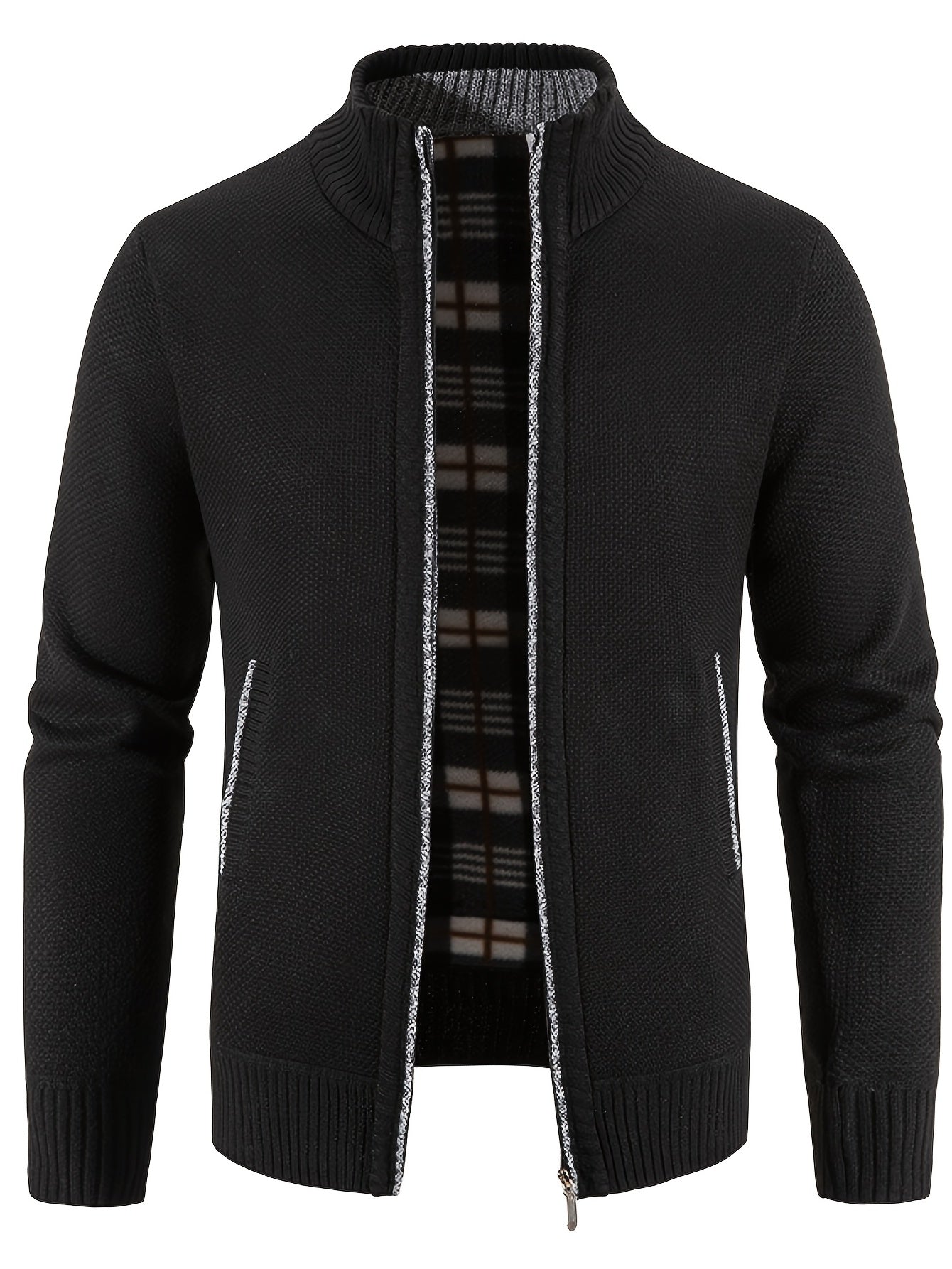 Two Sizes Smaller,  Men's Autumn And Winter Zipper Knitted Cardigan, Fleece Warm Sweater Jacket Best Sellers