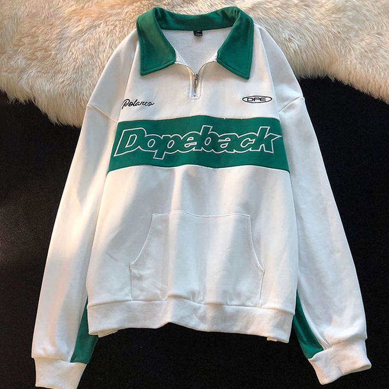 Academy zip-up shirts American retro lapel sweatshirt for men women ss loose versatile casual long-sleeved hip hop t-shirts