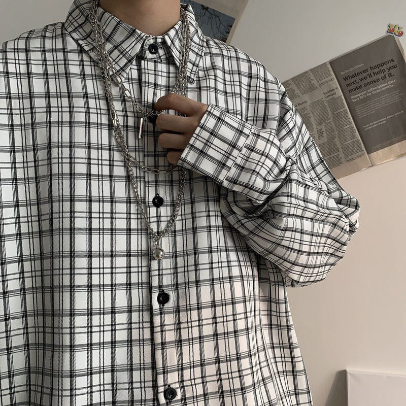Gbolsos Retro Plaid Jackets Women Harajuku Unisex All-match Basic Teens Checkered Shirts Outwear Spring Single Breasted Couples Coats
