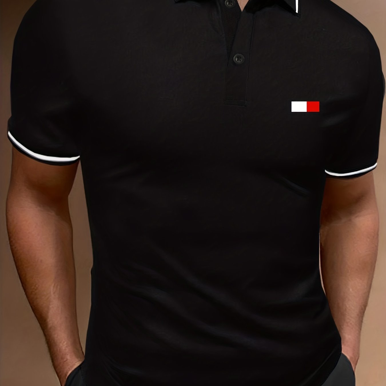 Casual Short Sleeves Button Up Graphic Polo Shirts, V-neck Tops Pullovers, Men's Clothing For Summer