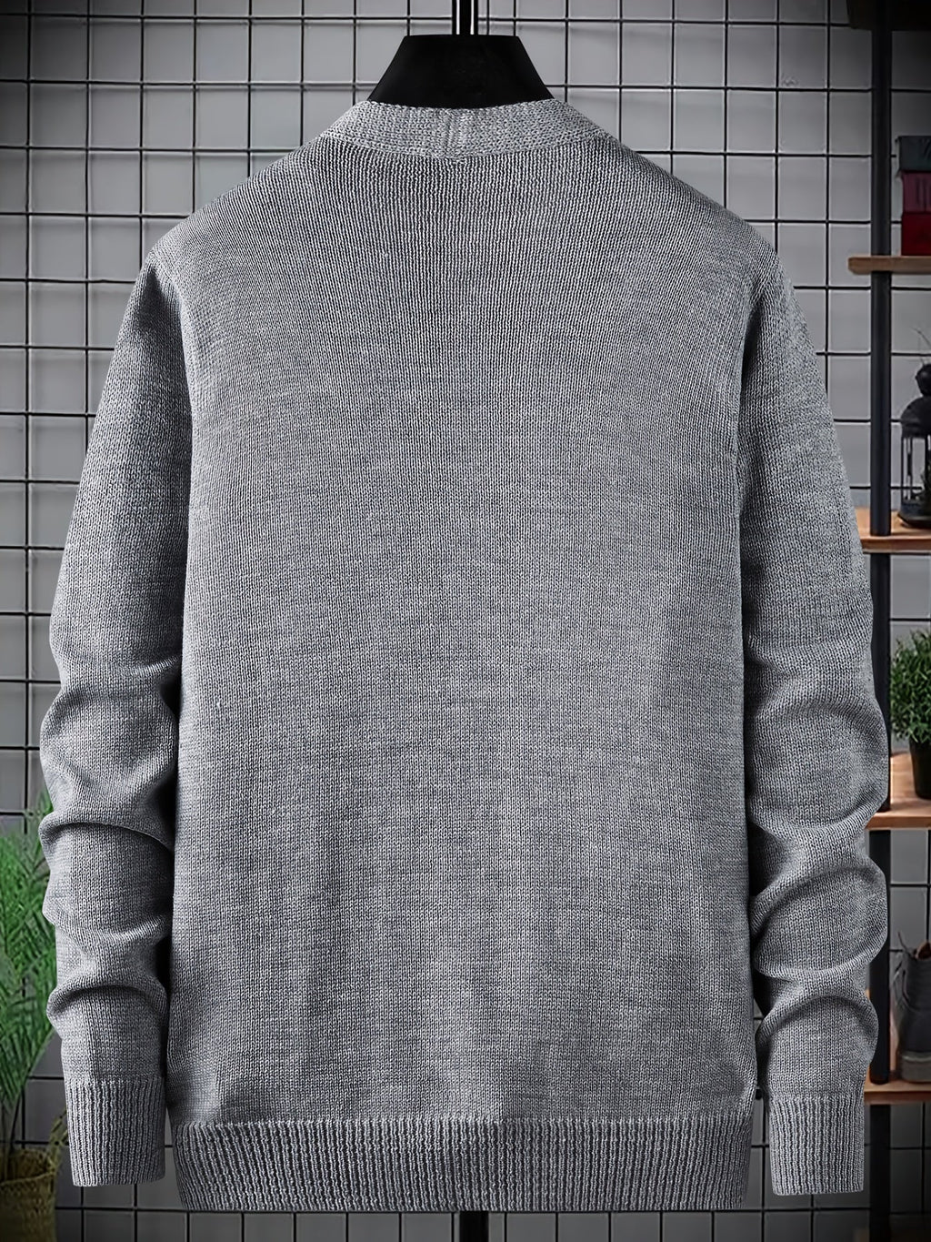 Men's Knit Cardigan Long Sleeves Crew Neck Sweaters, Preppy Clothes