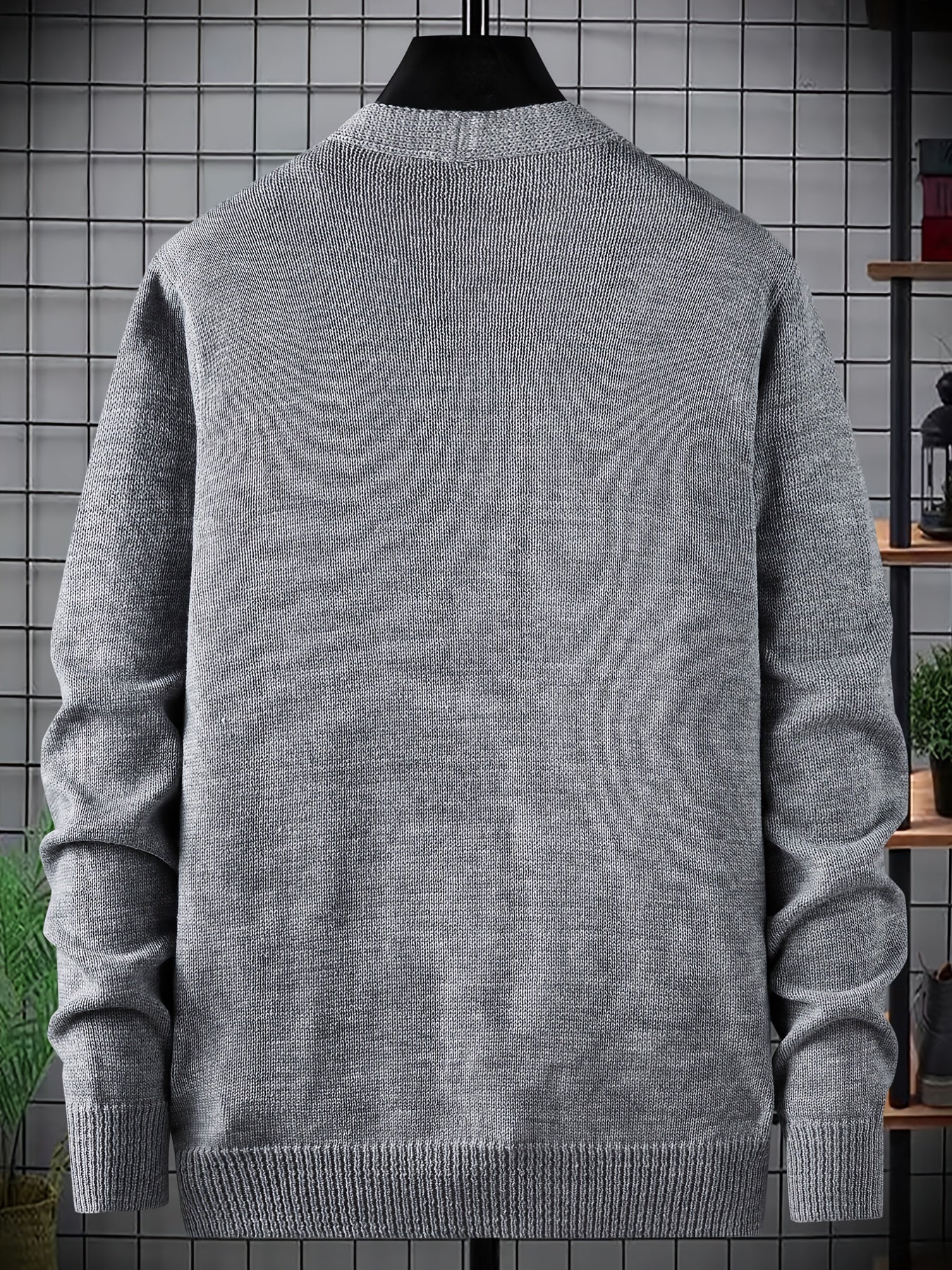 Men's Knit Cardigan Long Sleeves Crew Neck Sweaters, Preppy Clothes