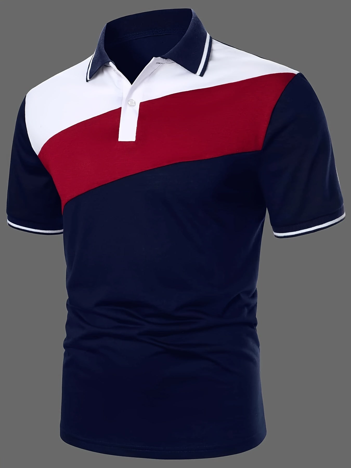 Men's Slim Casual Multi Color Striped Polo Shirt