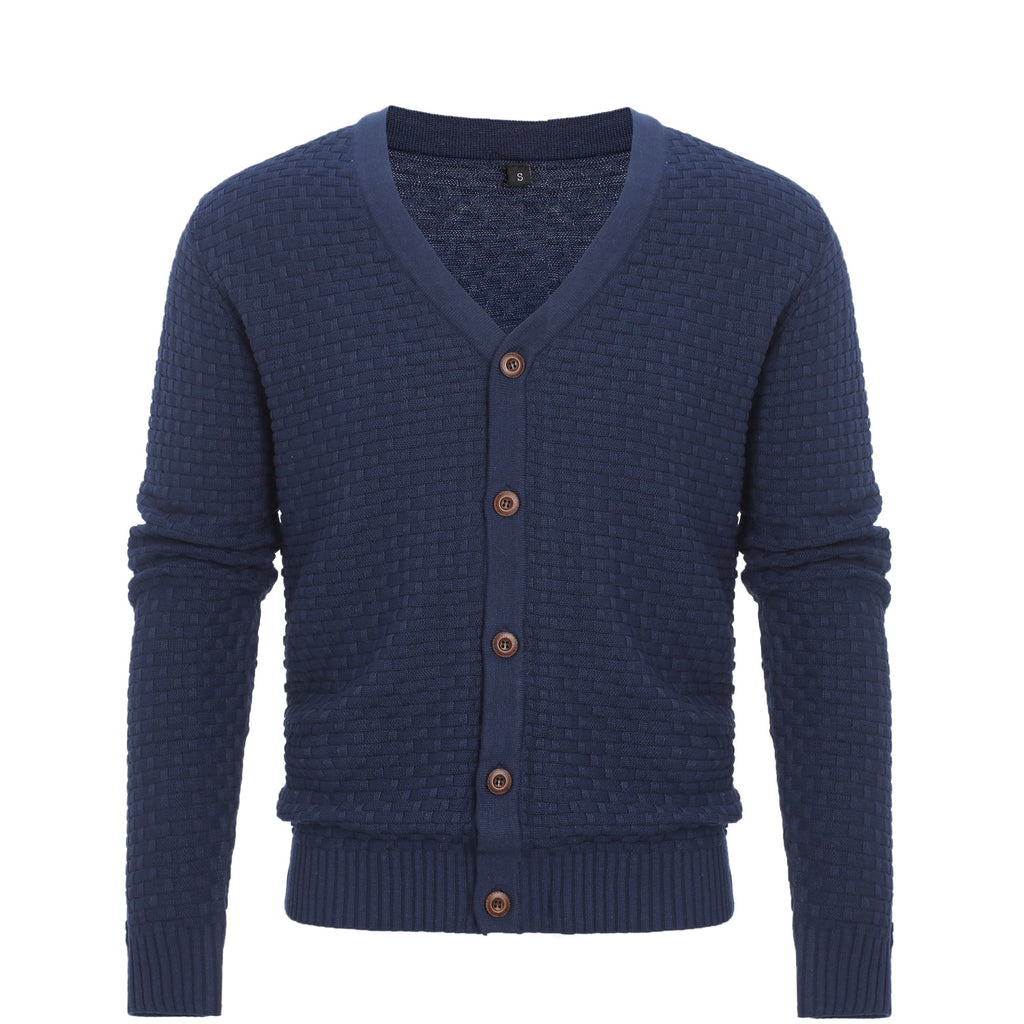 Men's New Knitted Sweater Cardigan Fashion Casual Men's V-neck Button Sweater Men