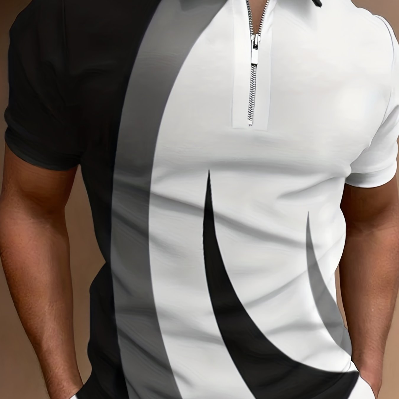 Casual Short Sleeves Polo Shirts, Zipper V-neck Tee, Men's Comfortable Slim Tops Summer Clothing For Outdoor Sports
