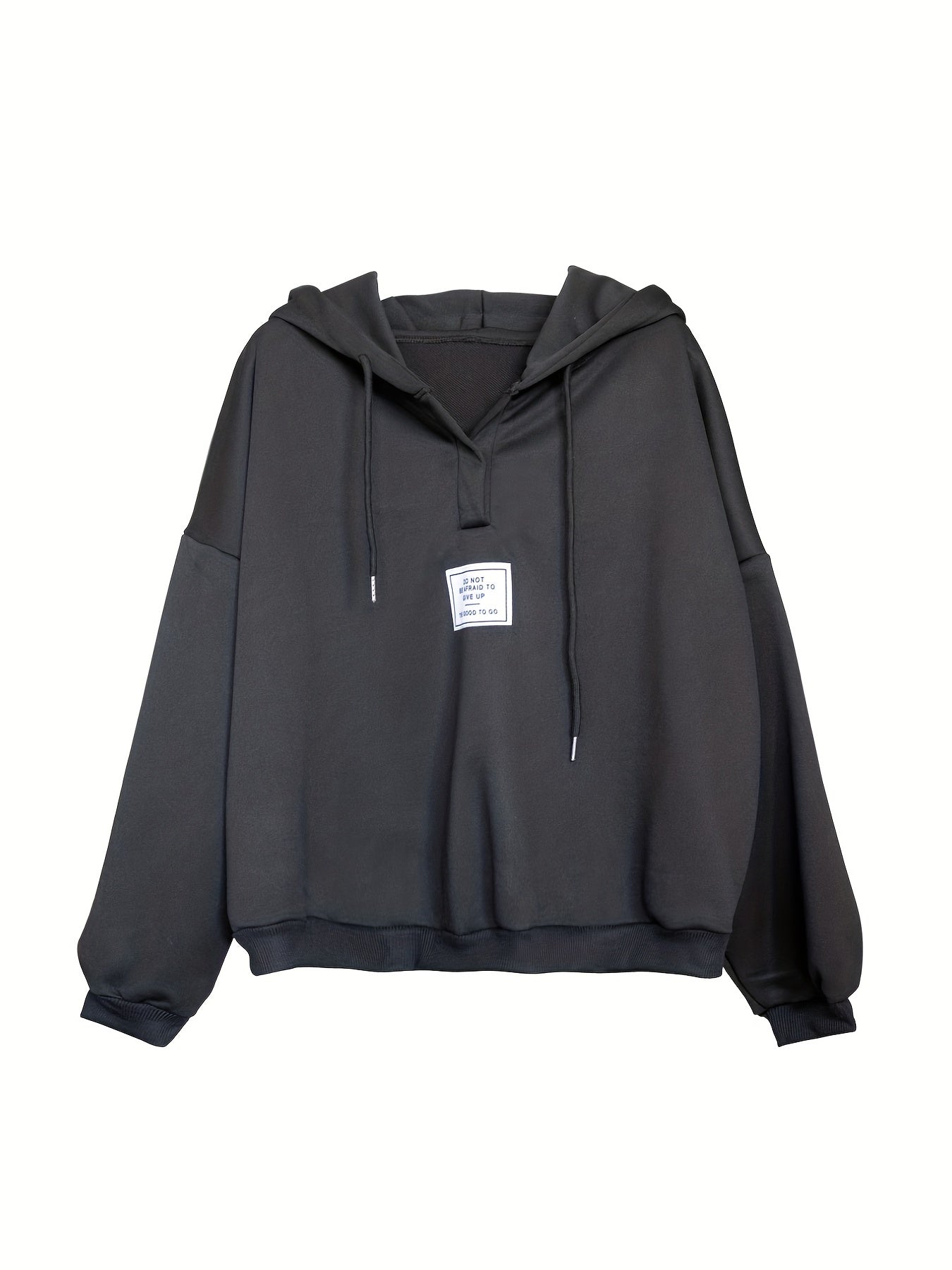 2025 gbolsos  Solid Active Hooded  Sweatshirts, Drawstring Fleece Lined Loose Hoodie, Women's Clothing