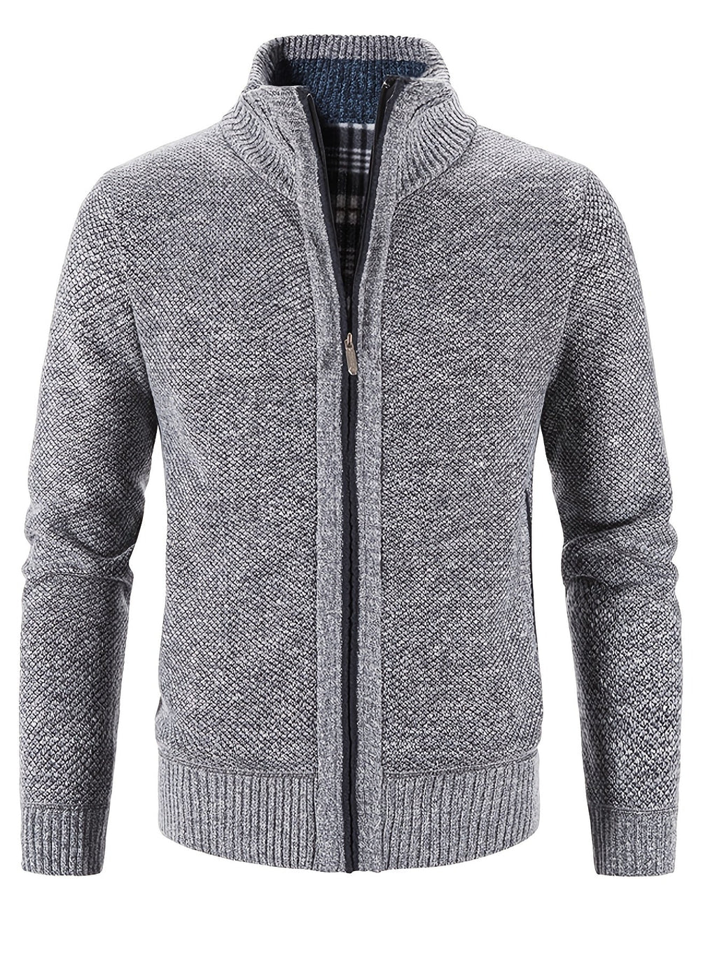 Two Sizes Smaller,  Men's Autumn And Winter Zipper Knitted Cardigan, Fleece Warm Sweater Jacket Best Sellers