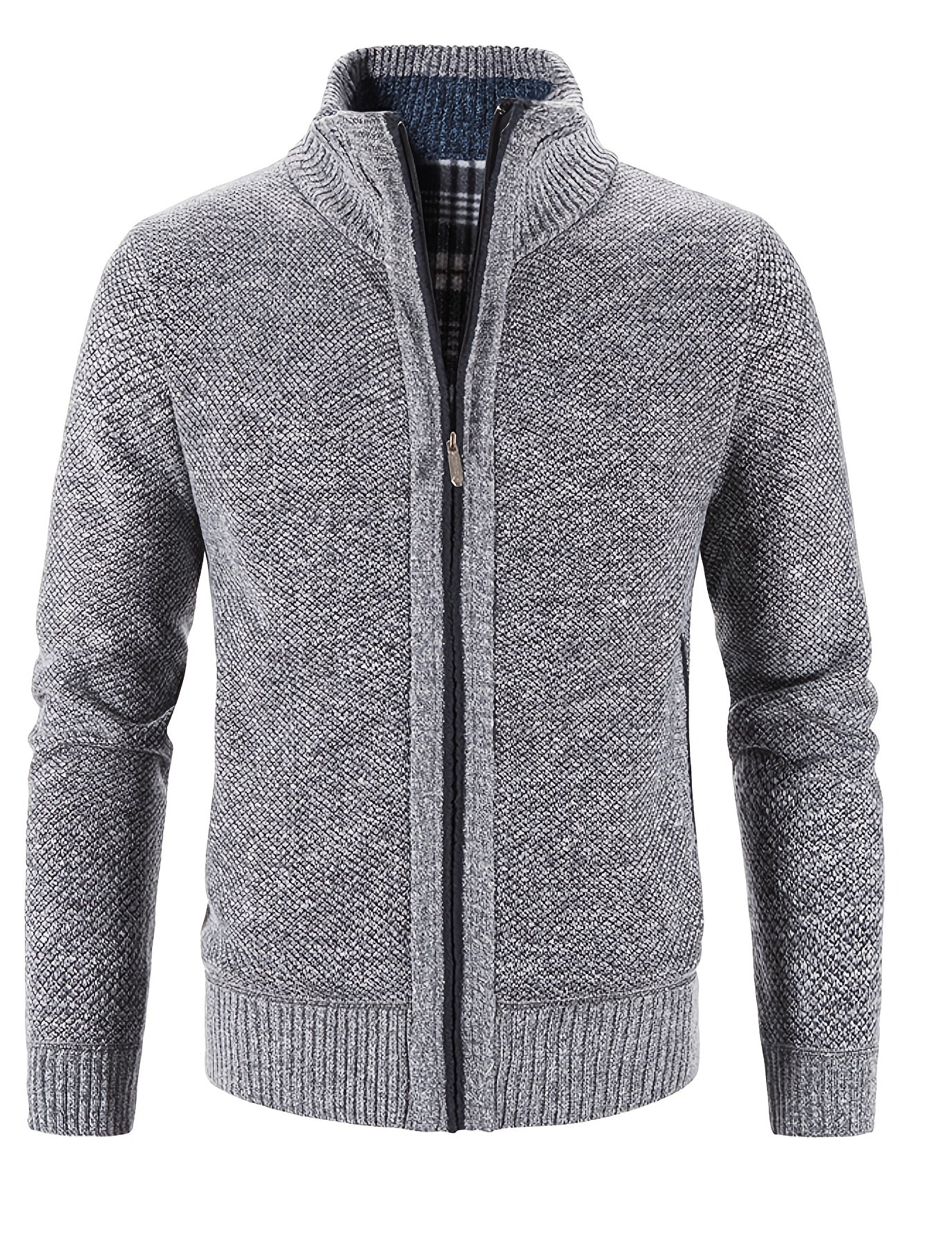 Two Sizes Smaller,  Men's Autumn And Winter Zipper Knitted Cardigan, Fleece Warm Sweater Jacket Best Sellers