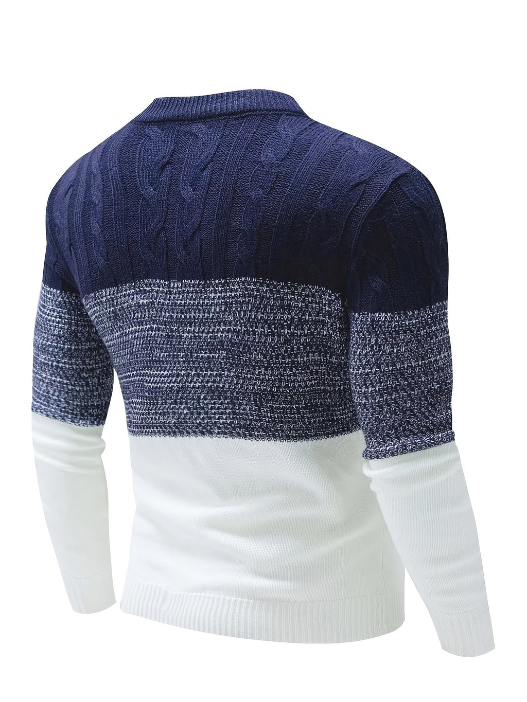 New Men's Round Neck Soft Casual Colorblock Twist Pullover Knitted Sweater