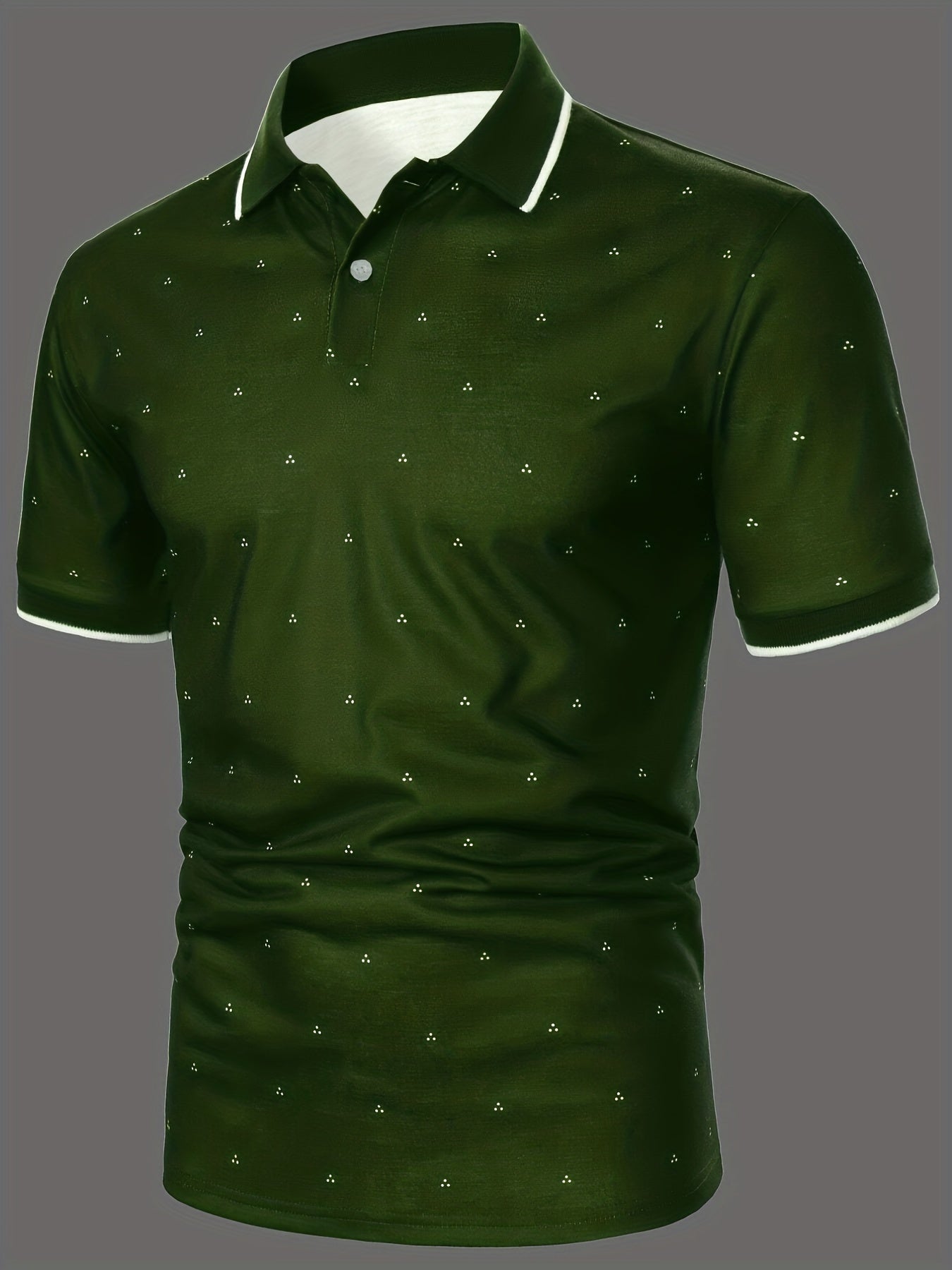Men's Polo Shirts, Casual Navy Blue Slim Fit Lapel Button Up Polo Shirt