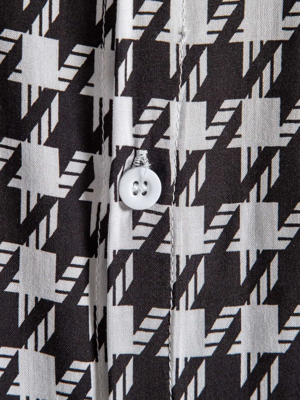 gbolsos   Houndstooth Print -  Button Up Short Sleeve Shirts Summer Casual