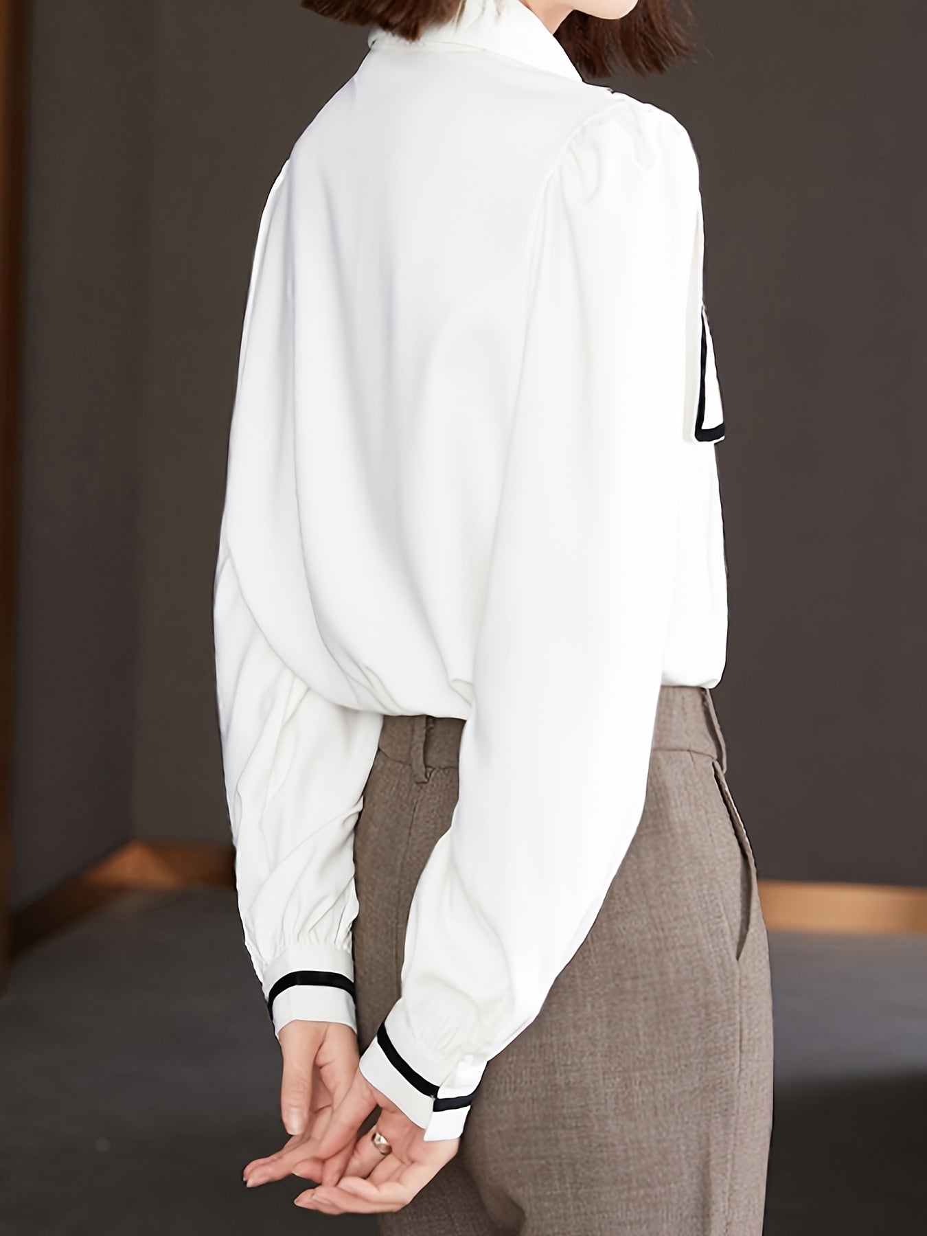 gbolsos  V-neck Loose Lapel Blouses, Casual Button Down Long Sleeve Shirts Tops, Women's Clothing