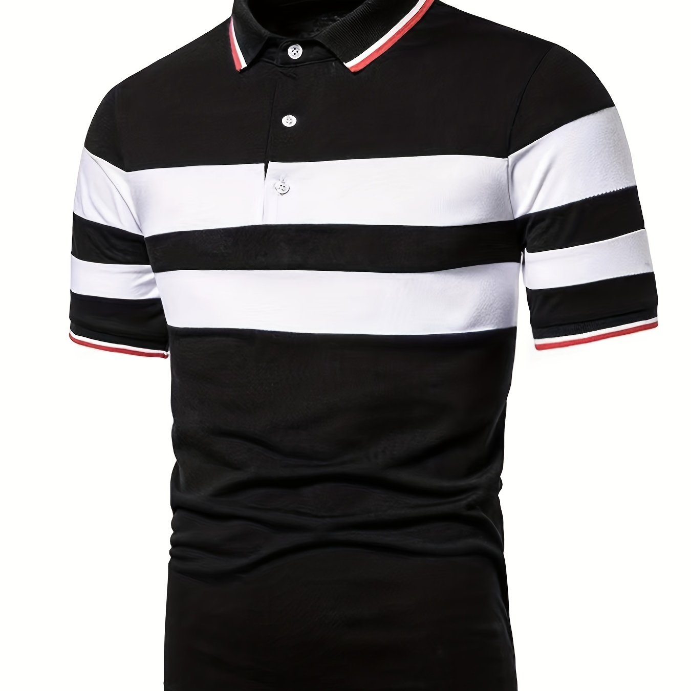 Men's Casual Striped Short Sleeve Polo Shirts
