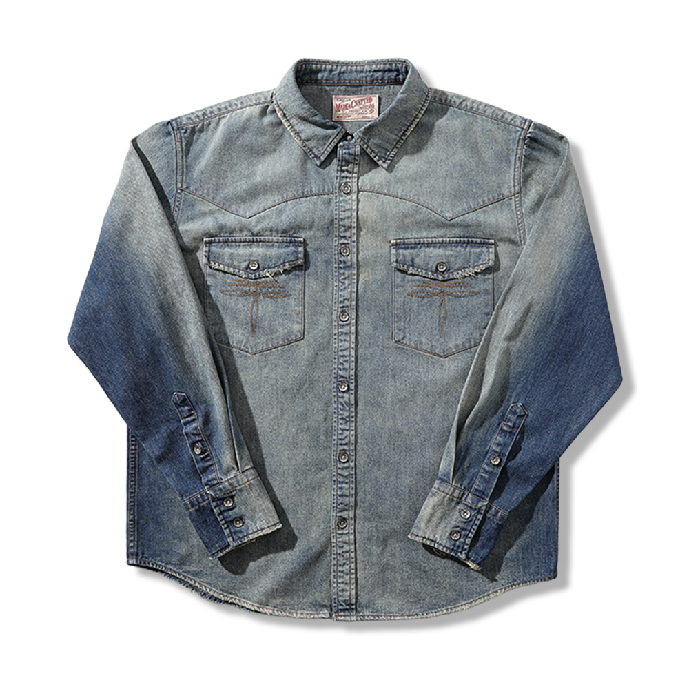 アメカジ　ウエスタン風ウォッシュデニムシャツ