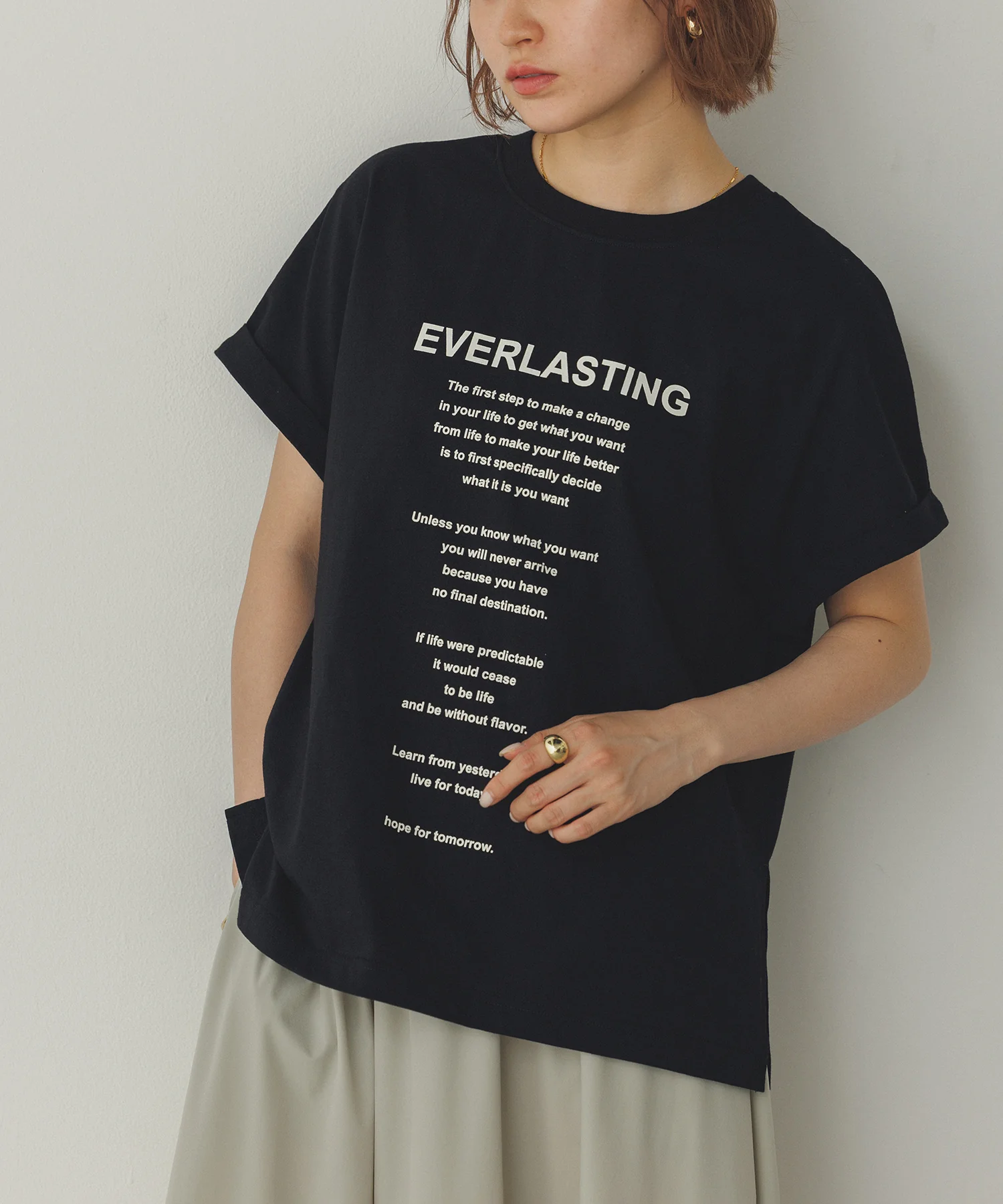 前後2WAY ロゴプリントTシャツ