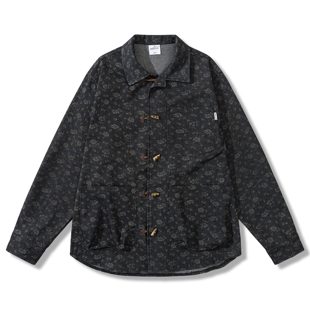 レトロ民族風　デニムワーク長袖 シャツメンズ