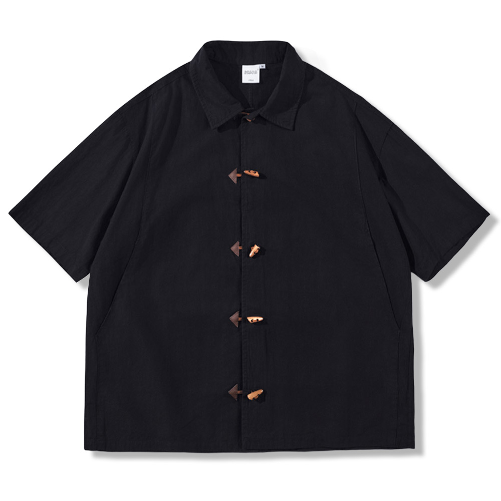 レトロ風トグルボタンシャツ 半袖