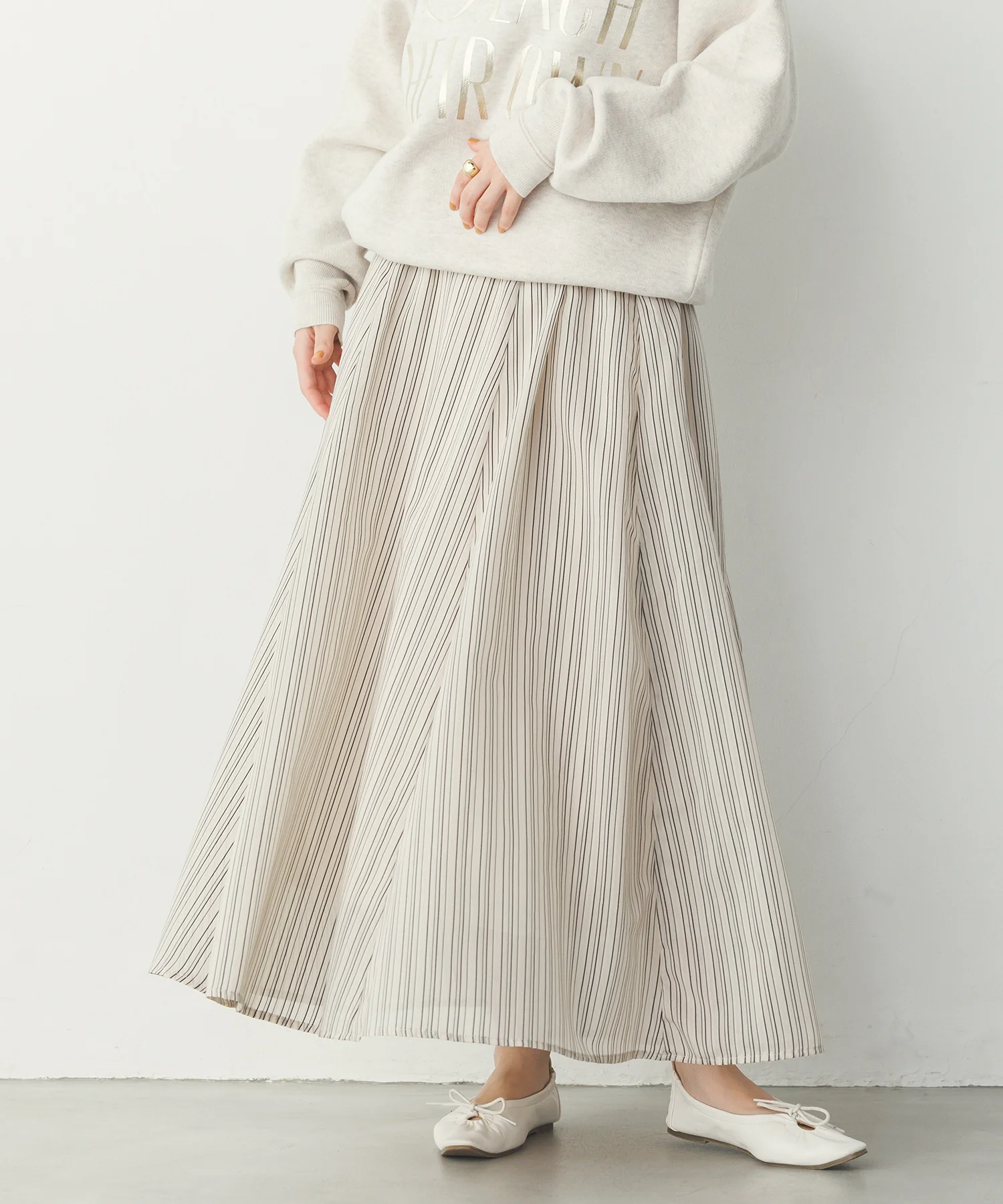ドビーストライプ シアーフレアスカート