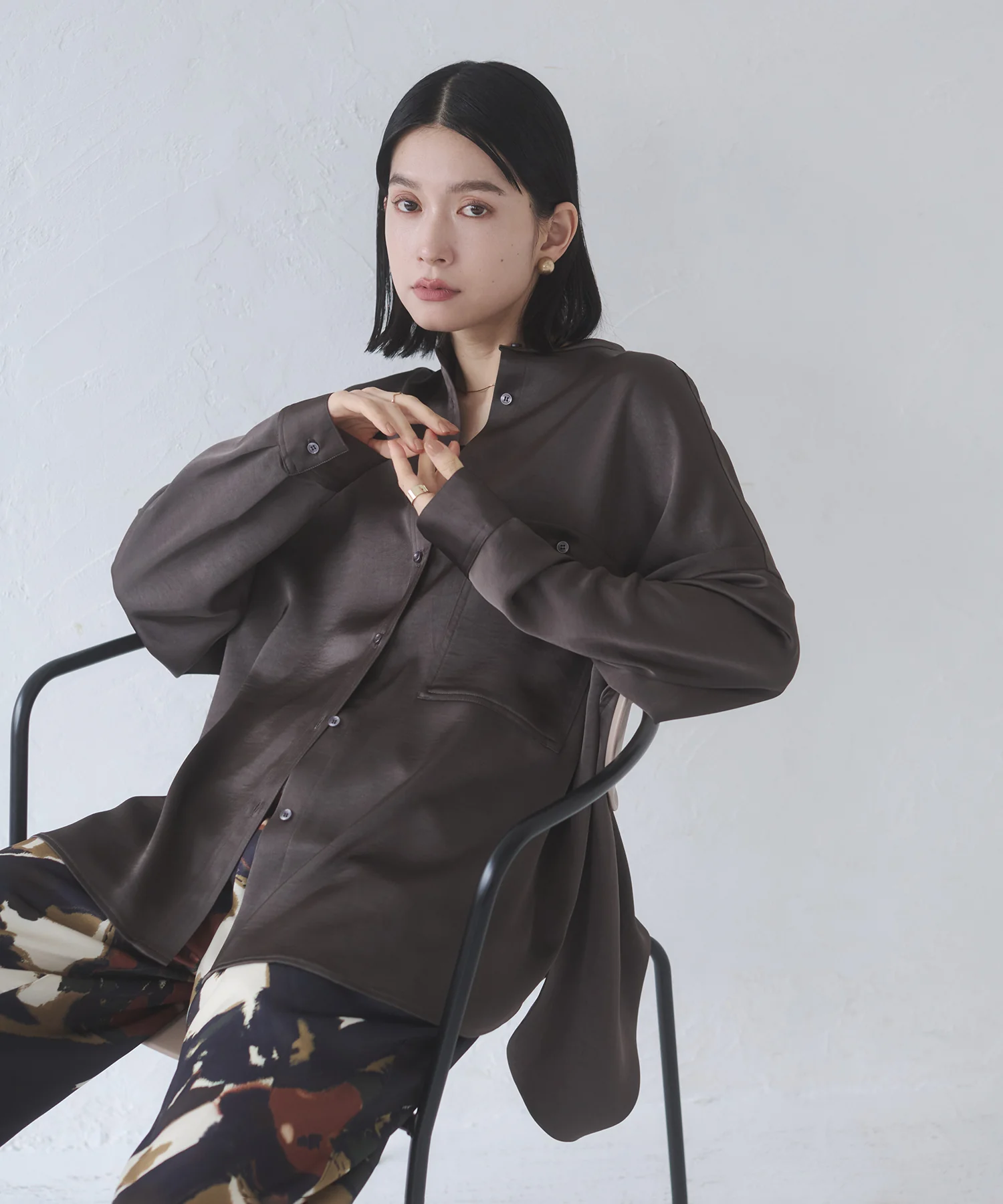 マットサテン オーバーシャツ