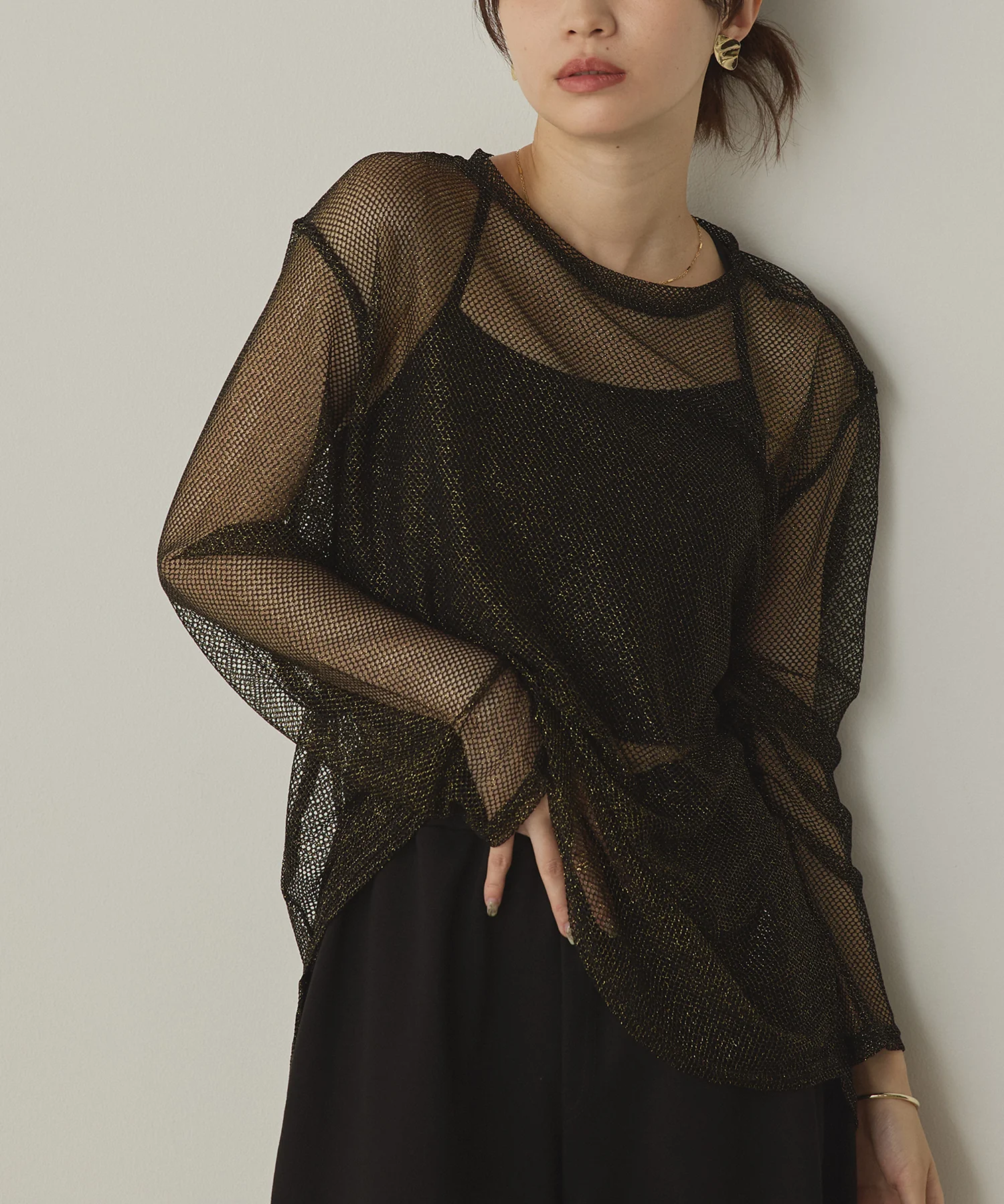 ラメメッシュ クルーロンT