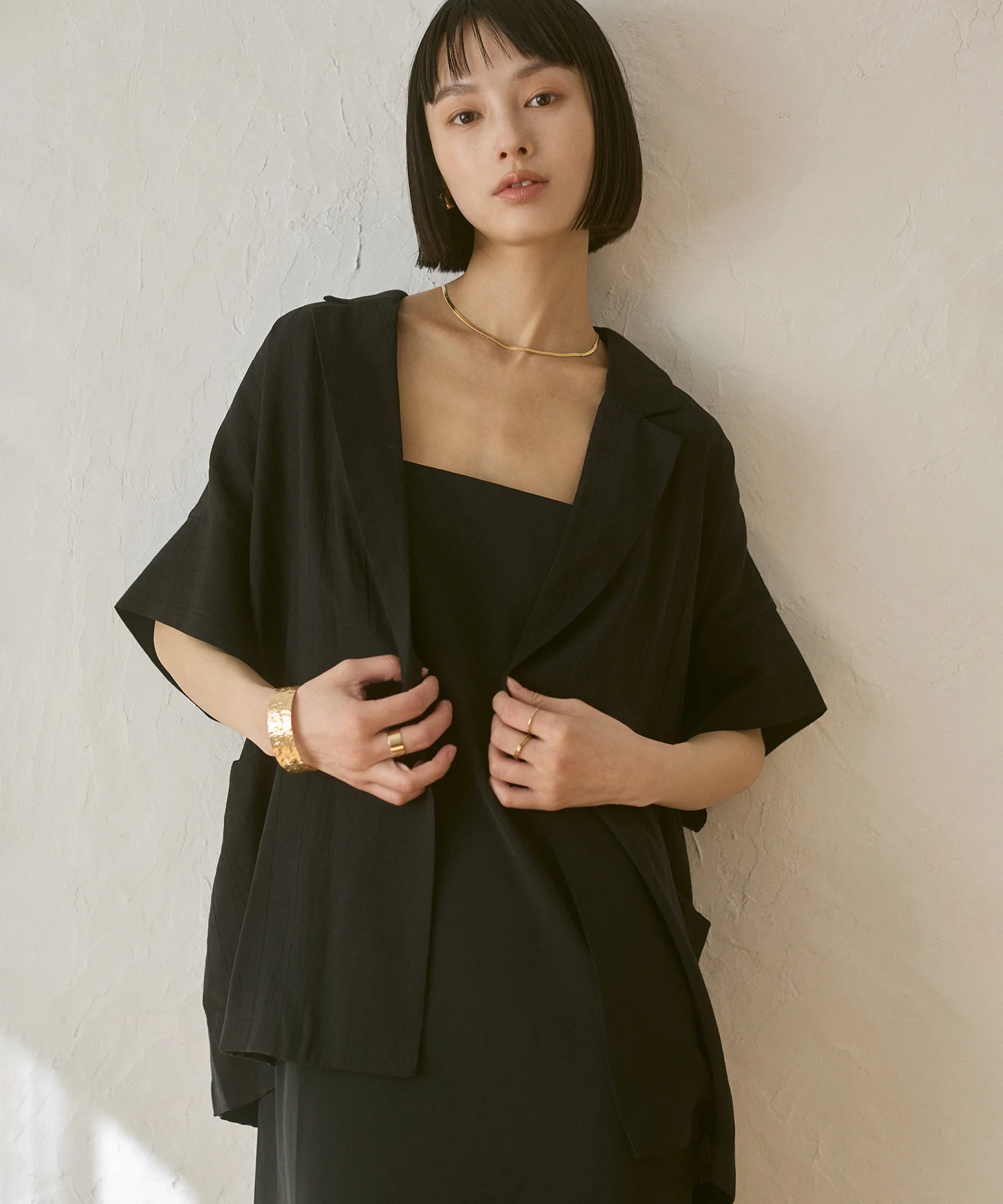 ワッシャーサテン シャツジャケット