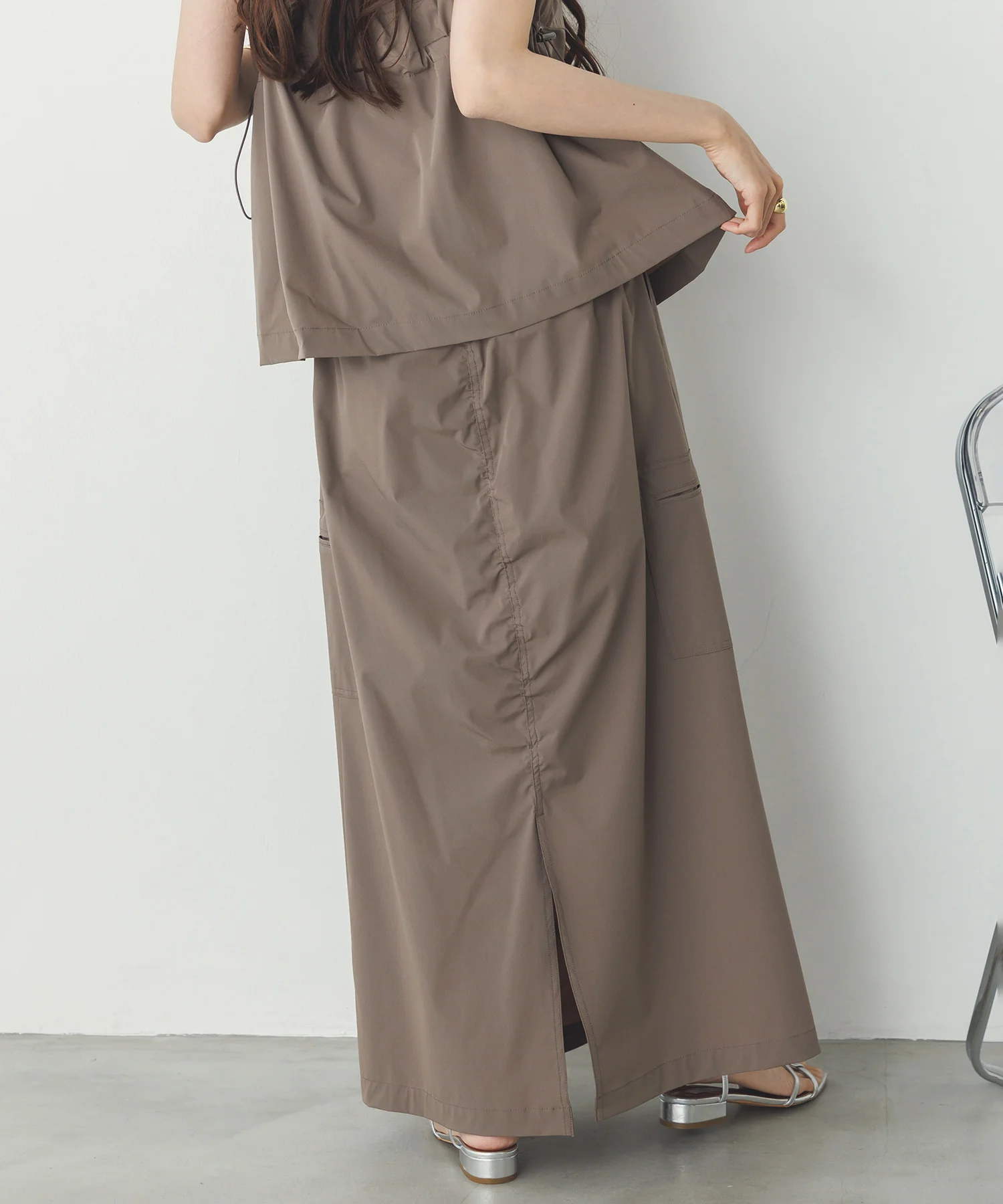 【接触冷感】シャーリング カーゴスカート